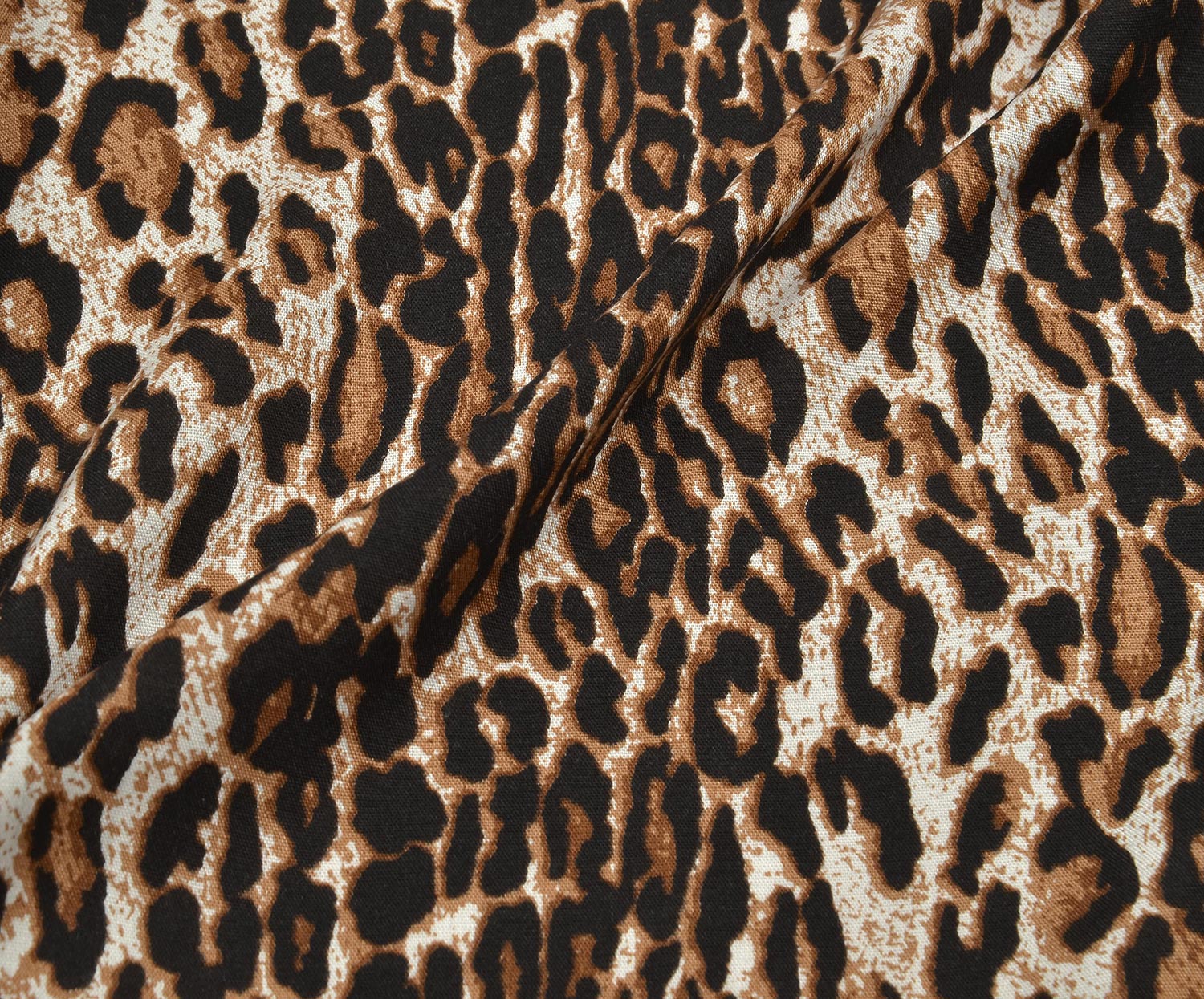 LEOPAR DESENLİ VİSKON KUMAŞ - KAHVE