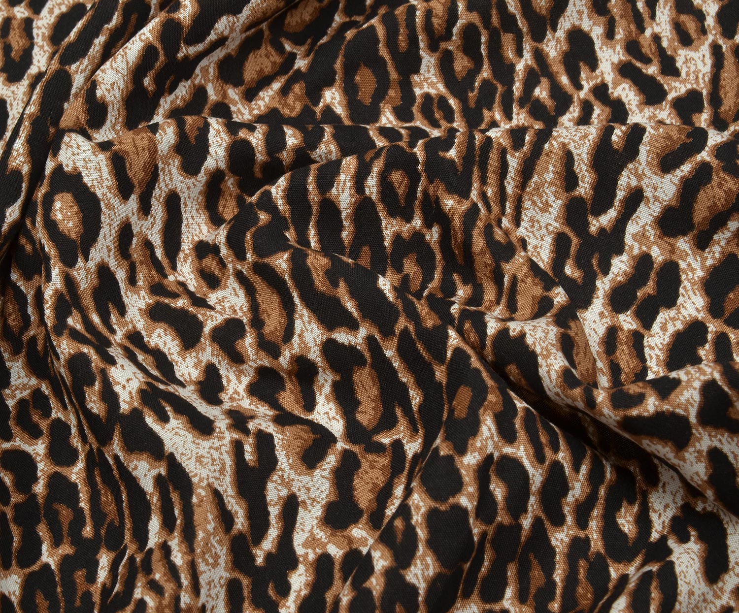 LEOPAR DESENLİ VİSKON KUMAŞ - KAHVE