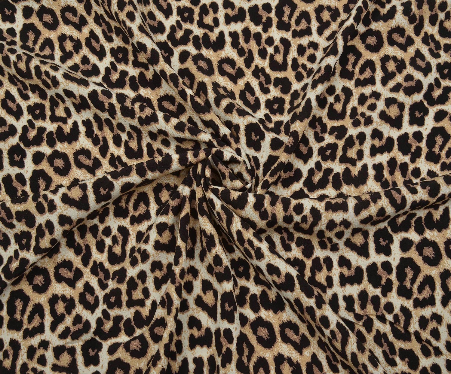 LEOPAR DESENLİ KREP VİSKON KUMAŞ - KAHVE