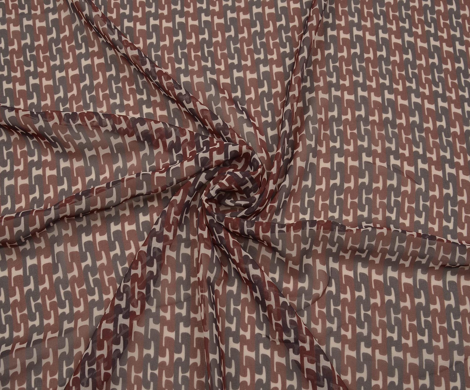 DESENLİ  ŞİFON KUMAŞ - BORDO