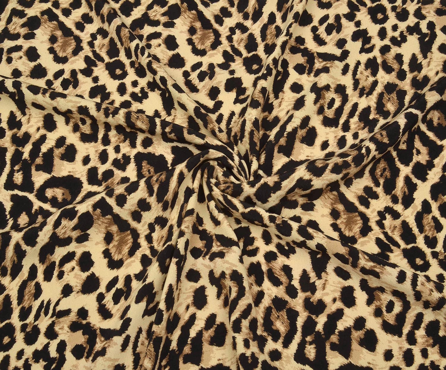 LEOPAR DESENLİ KREP VİSKON KUMAŞ - BEJ