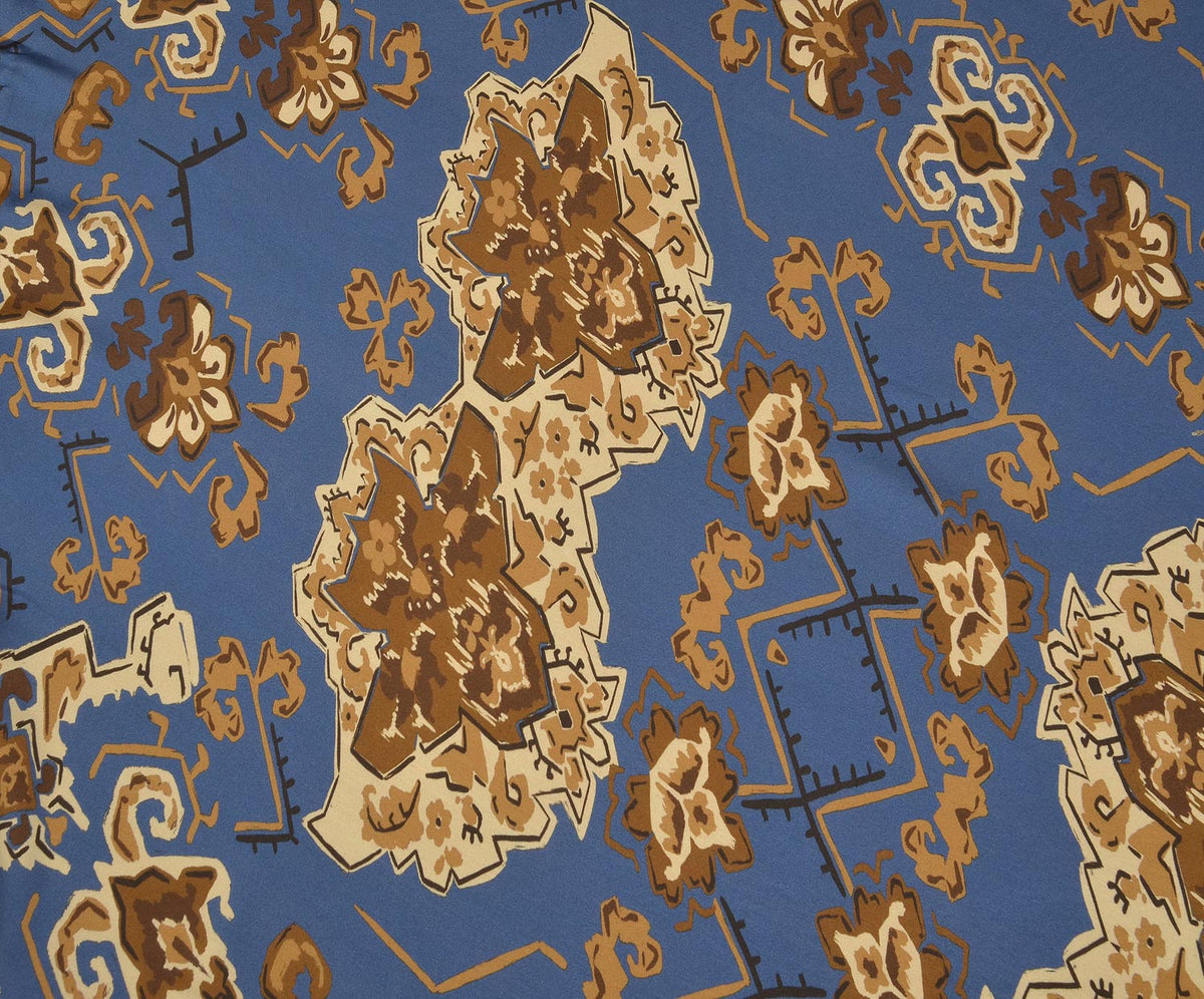 DESENLİ LİKRALI VİSKON KUMAŞ - LACİVERT