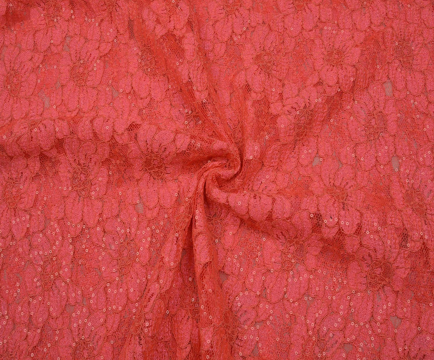 ABİYELİK İŞLEMELİ GÜPÜR DANTEL KUMAŞ - MERCAN