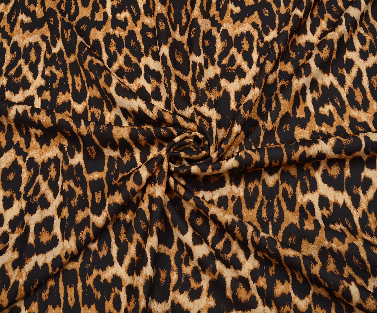 LEOPAR DESENLİ KREP KUMAŞ - TABA