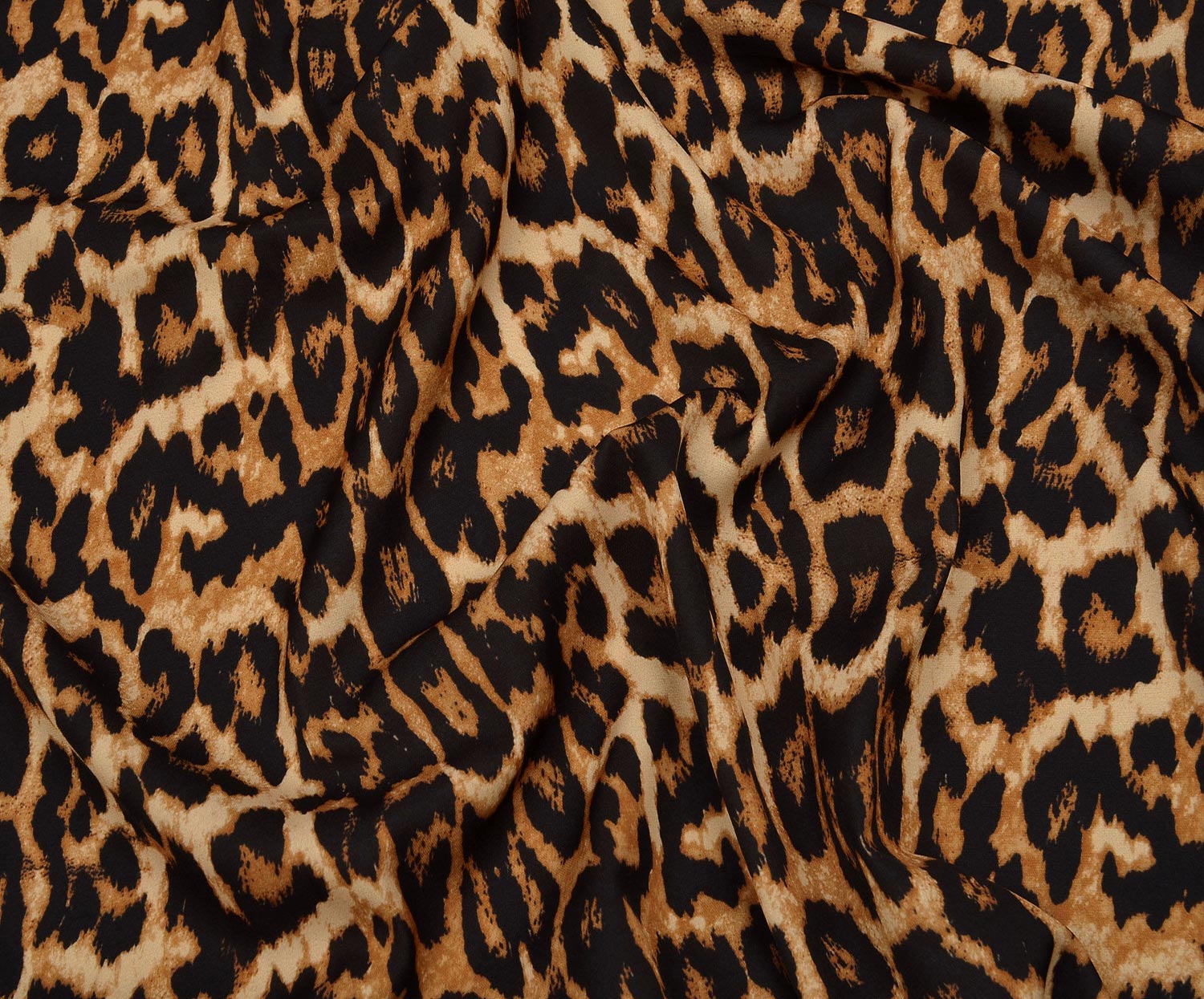 LEOPAR DESENLİ KREP KUMAŞ - TABA