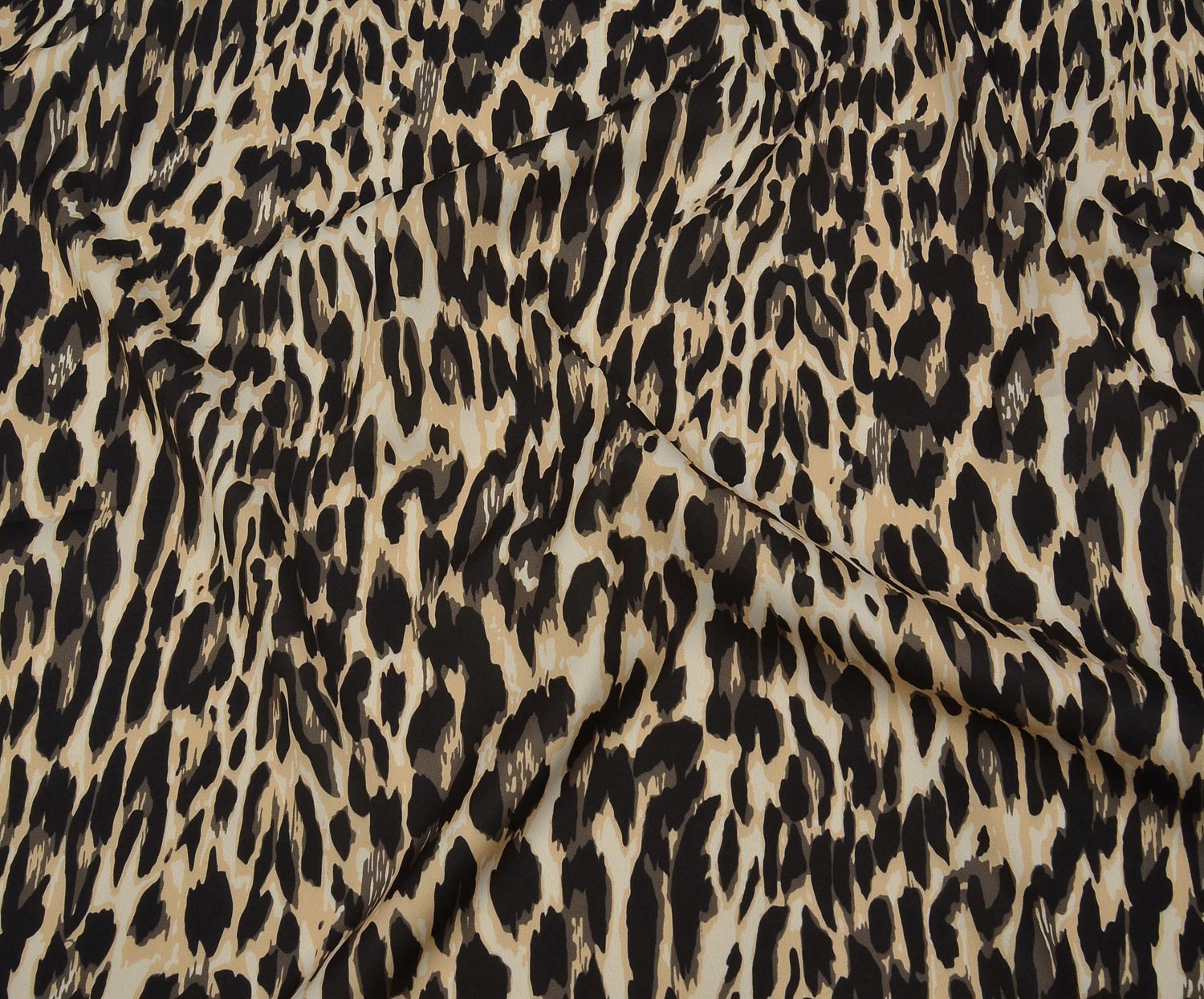 LEOPAR DESENLİ KREP KUMAŞ - BEJ