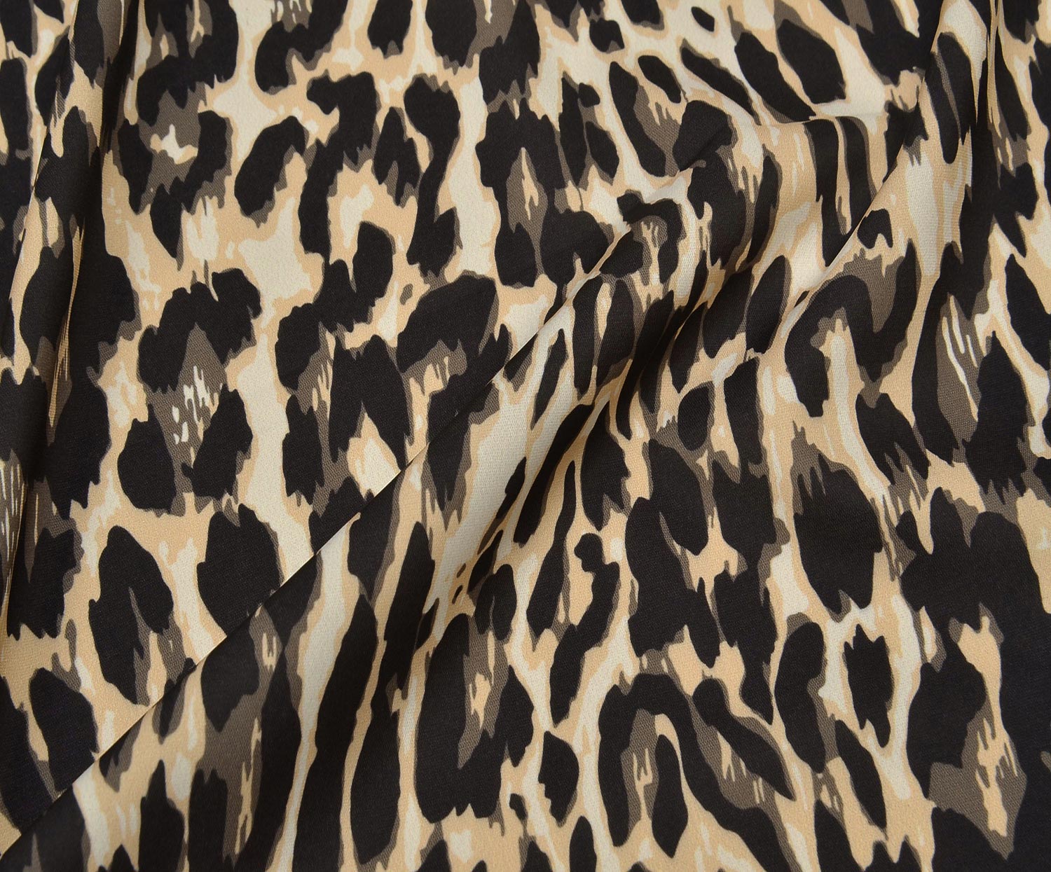 LEOPAR DESENLİ KREP KUMAŞ - BEJ