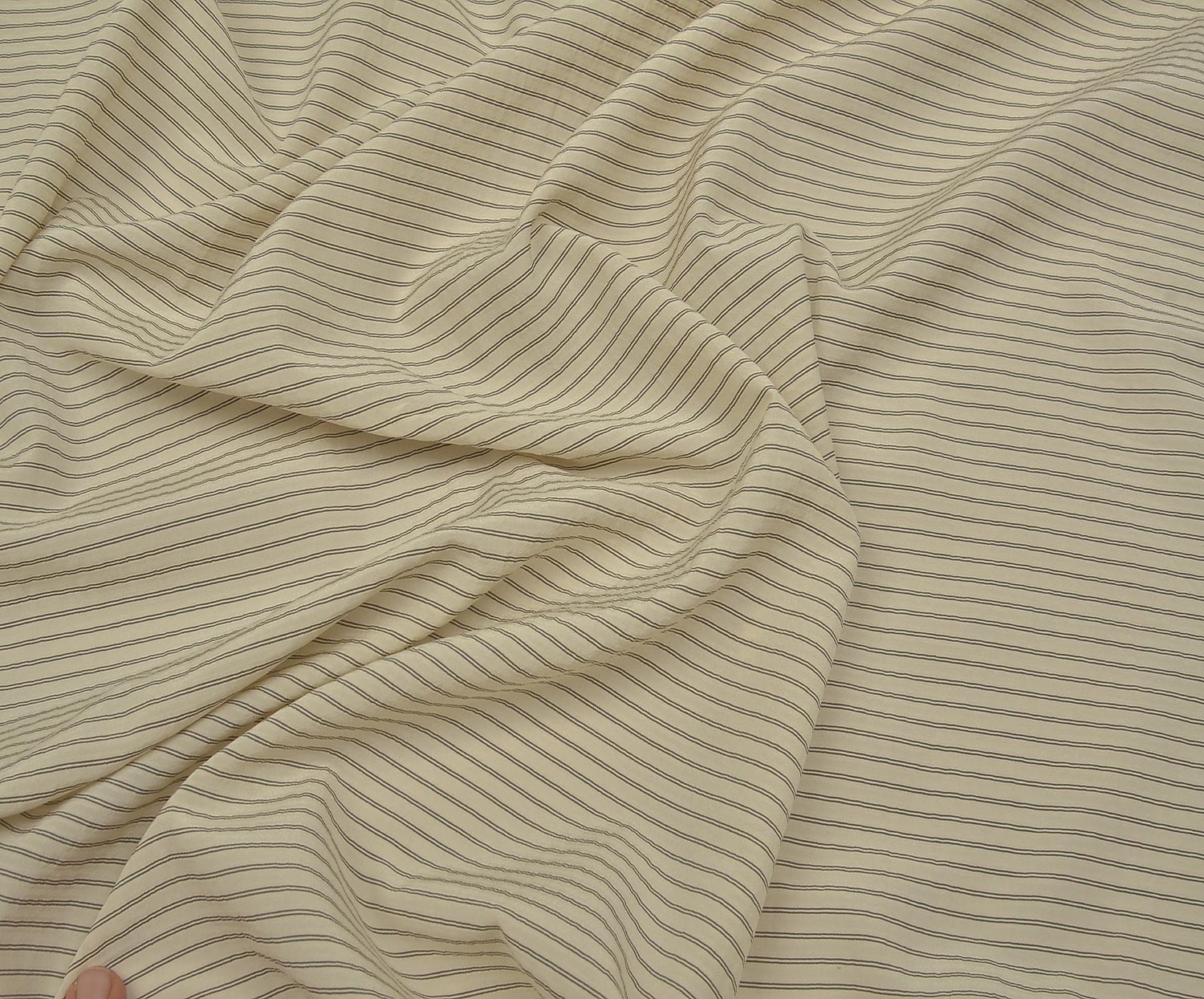 STRIPED VISCOSE FABRIC - BEIGE