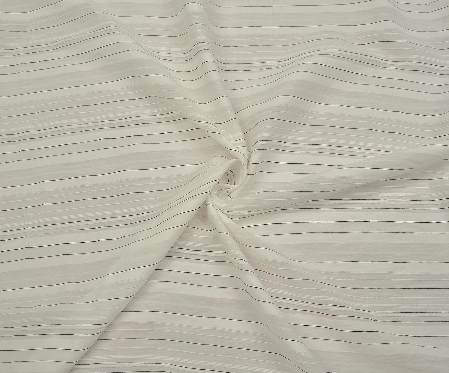 STRIPED VISCOSE FABRIC - ECRU