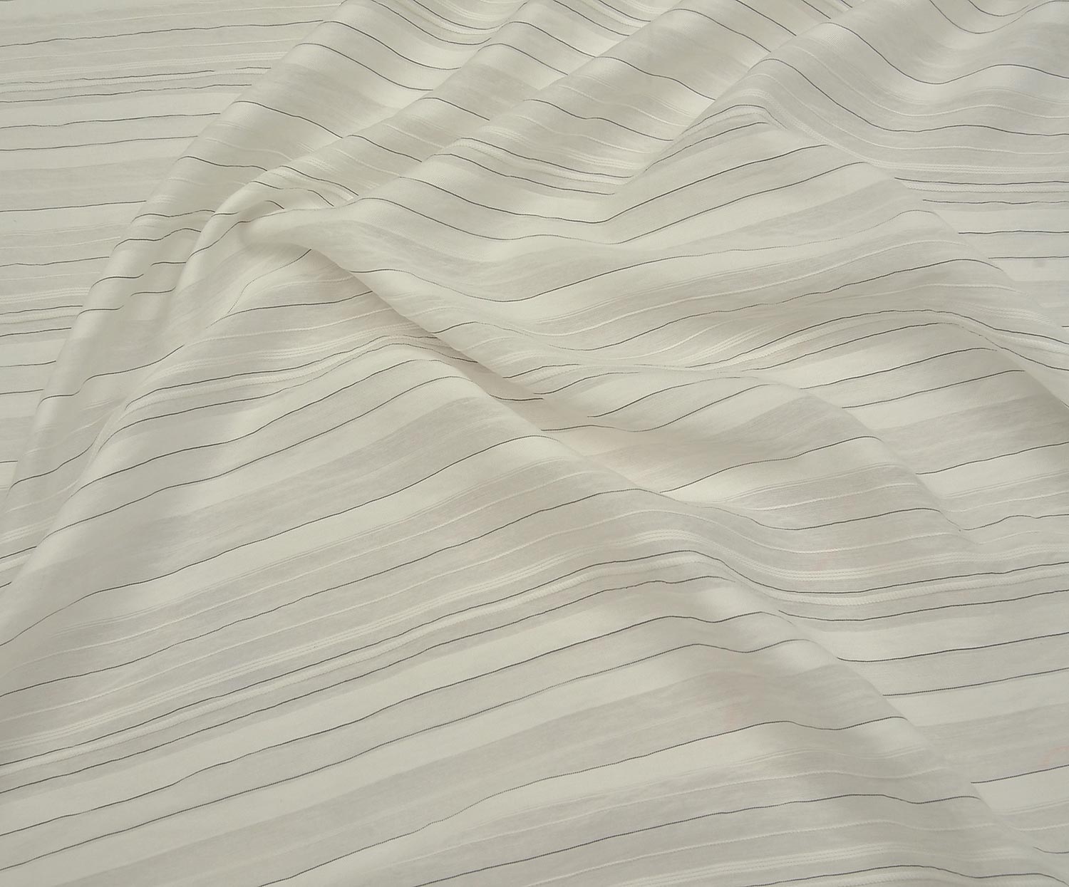 STRIPED VISCOSE FABRIC - ECRU