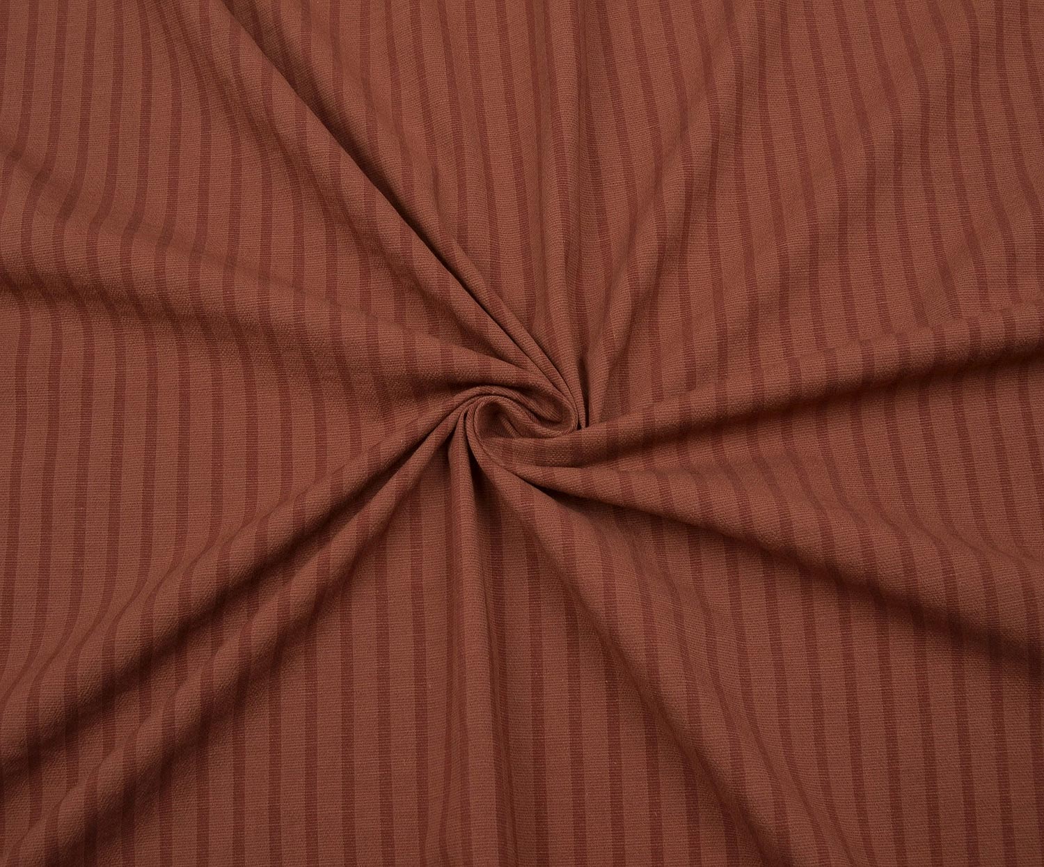STRIPED SHIRTING COTTON VISCOSE FABRIC - BRICK