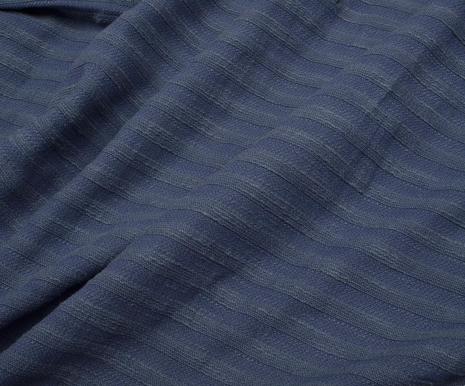 STRIPED COTTON FABRIC - NAVY