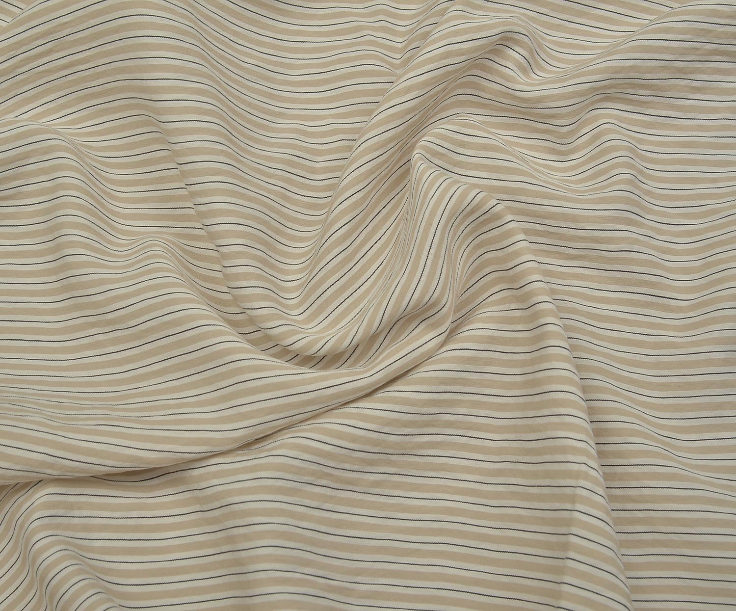 STRIPED VISCOSE FABRIC - BEIGE