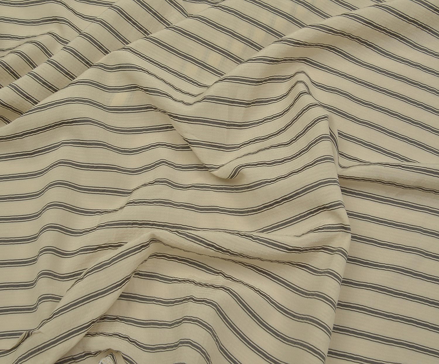 STRIPED VISCOSE FABRIC - CREAM