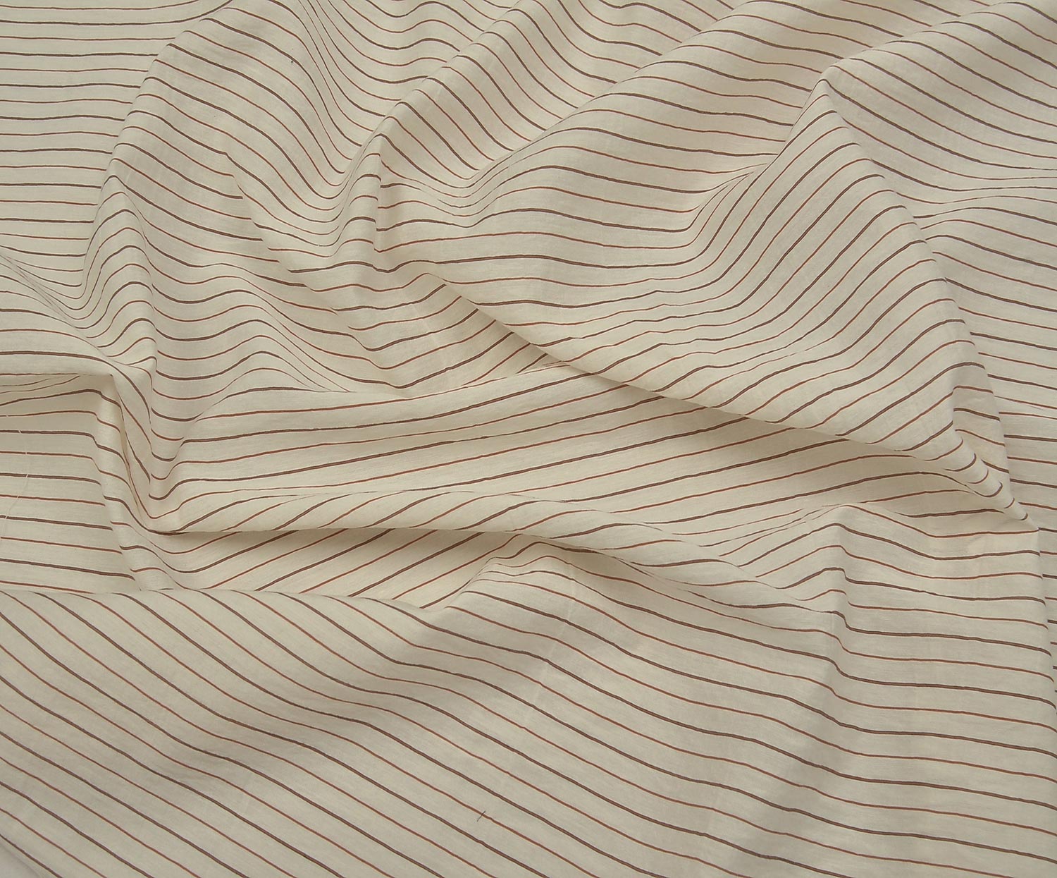 STRIPED ORGANIC COTTON SHIRTING FABRIC - CREAM