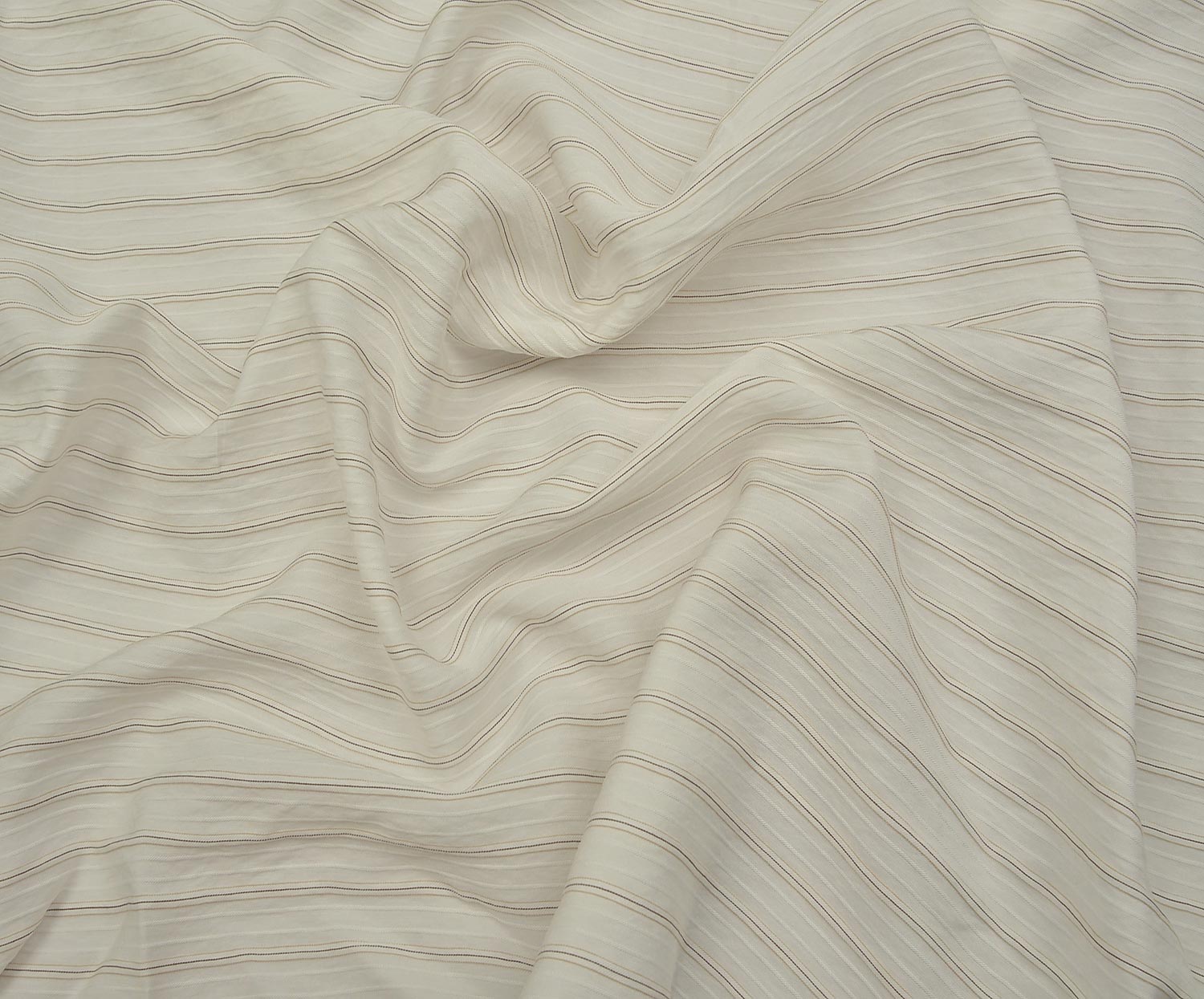 STRIPED VISCOSE FABRIC - ECRU