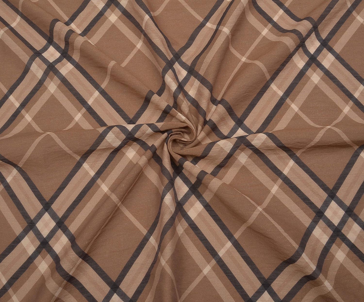 PLAID TENCEL FABRIC - COFFEE