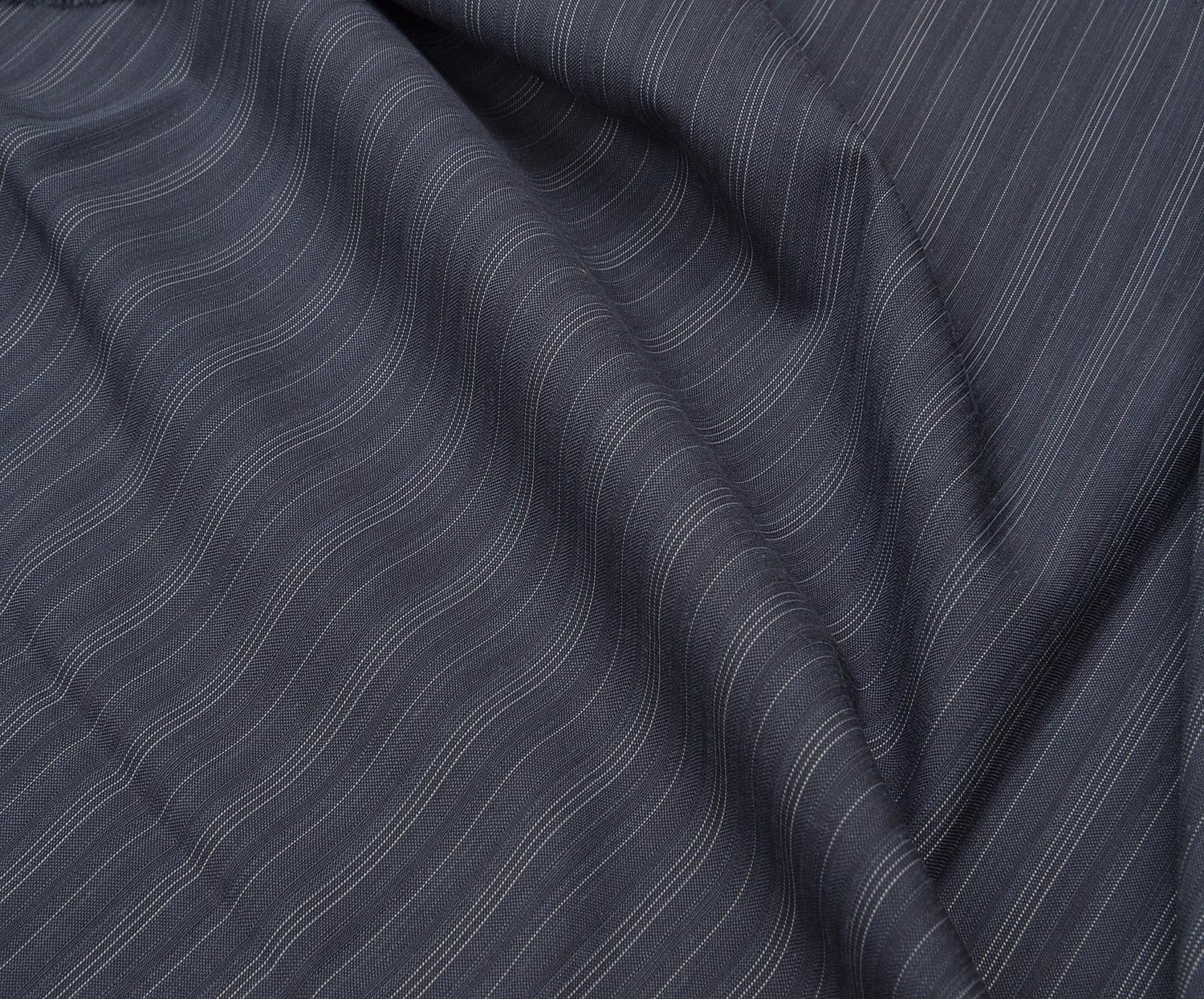 STRIPED COTTON VISCOSE FABRIC - NAVY