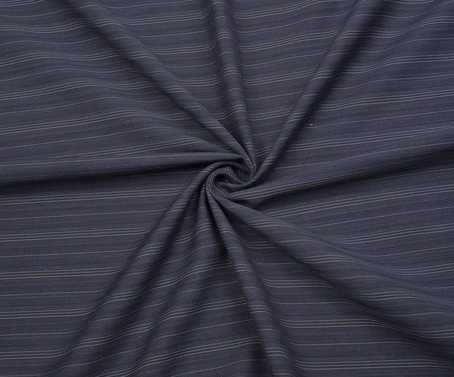 STRIPED COTTON VISCOSE FABRIC - NAVY