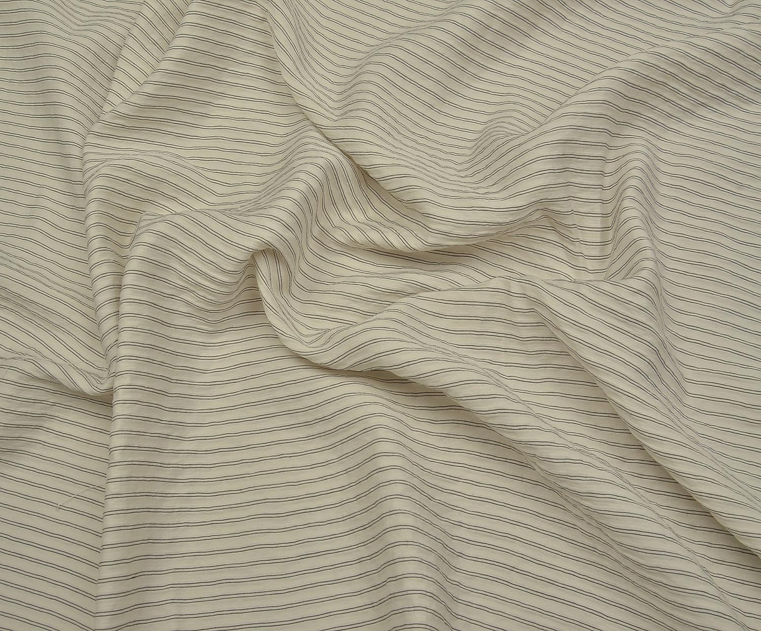 STRIPED VISCOSE FABRIC - ECRU