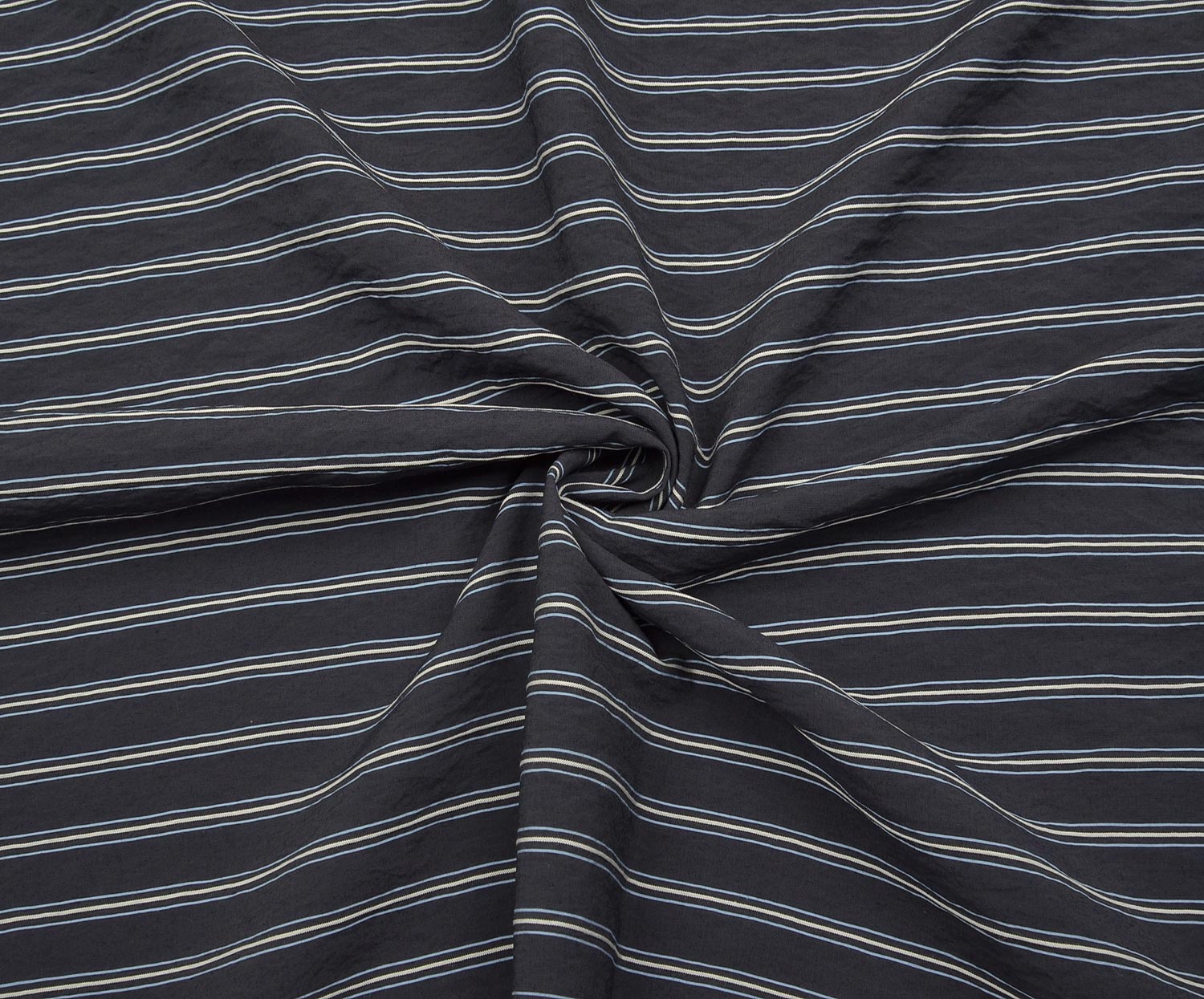 STRIPED VISCOSE FABRIC - NAVY