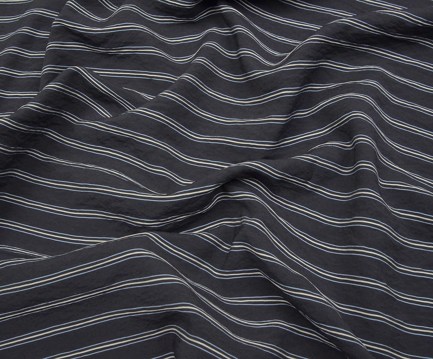 STRIPED VISCOSE FABRIC - NAVY