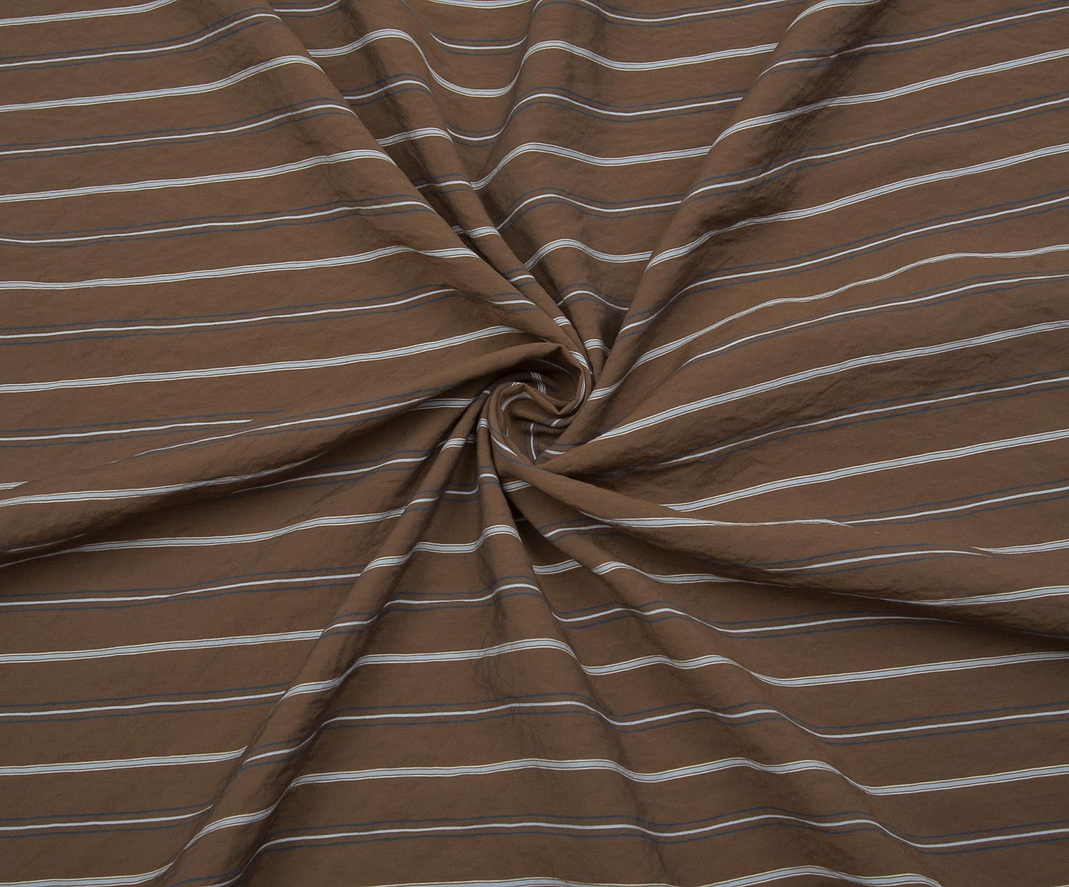 STRIPED VISCOSE FABRIC - COFFEE