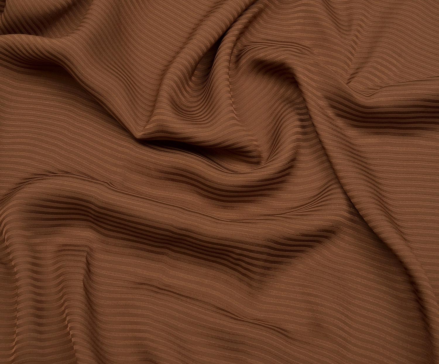 STRIPED VISCOSE FABRIC - COFFEE