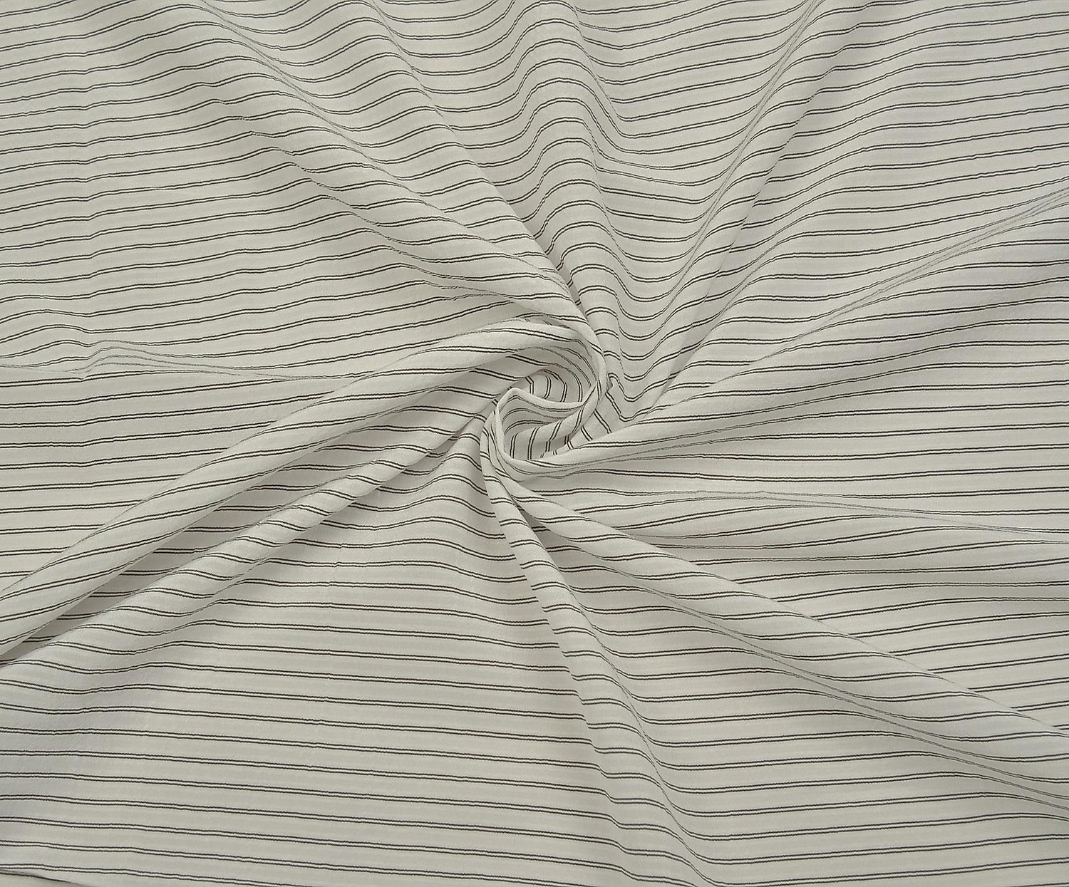STRIPED COTTON VISCOSE FABRIC - ECRU