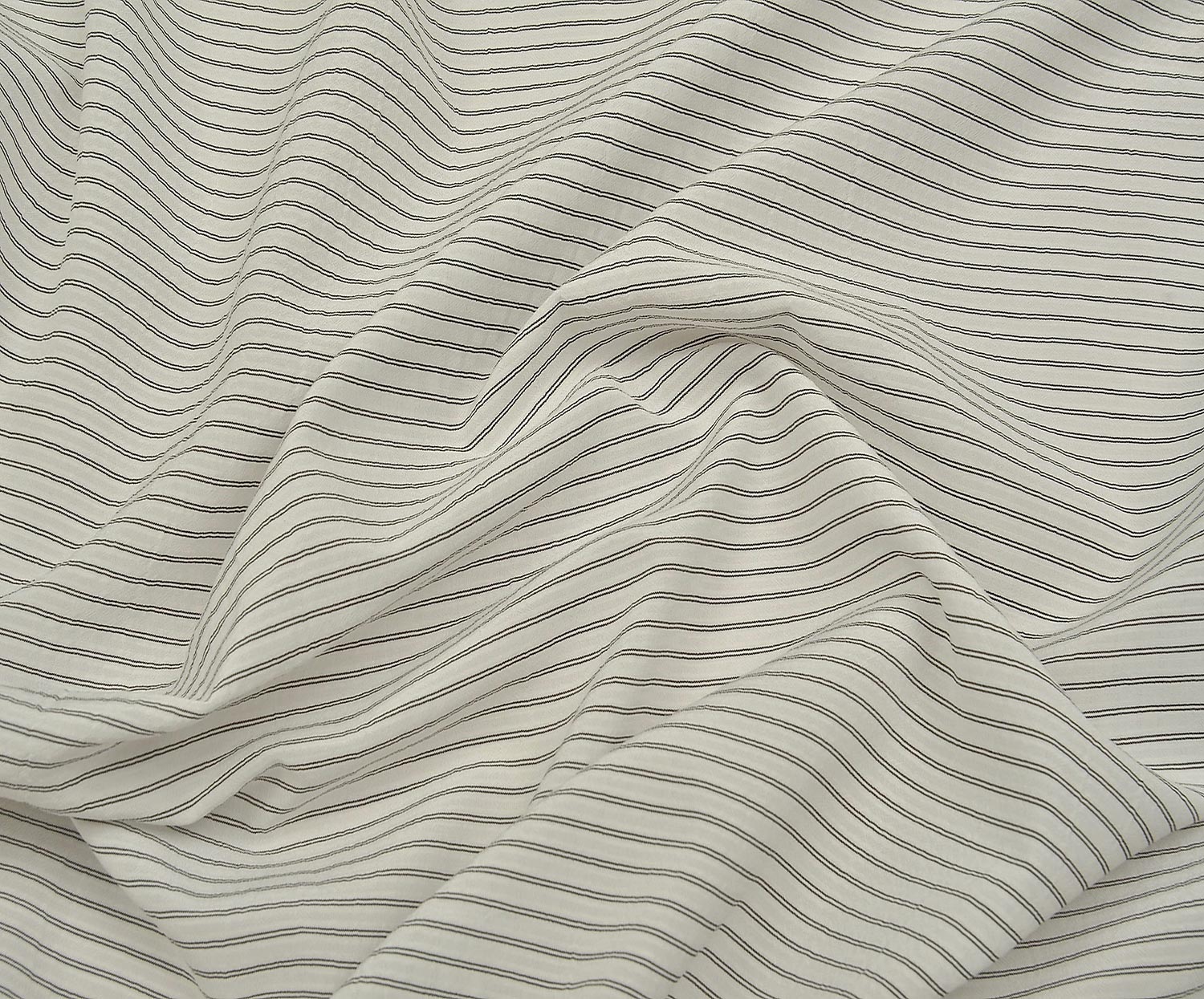 STRIPED COTTON VISCOSE FABRIC - ECRU