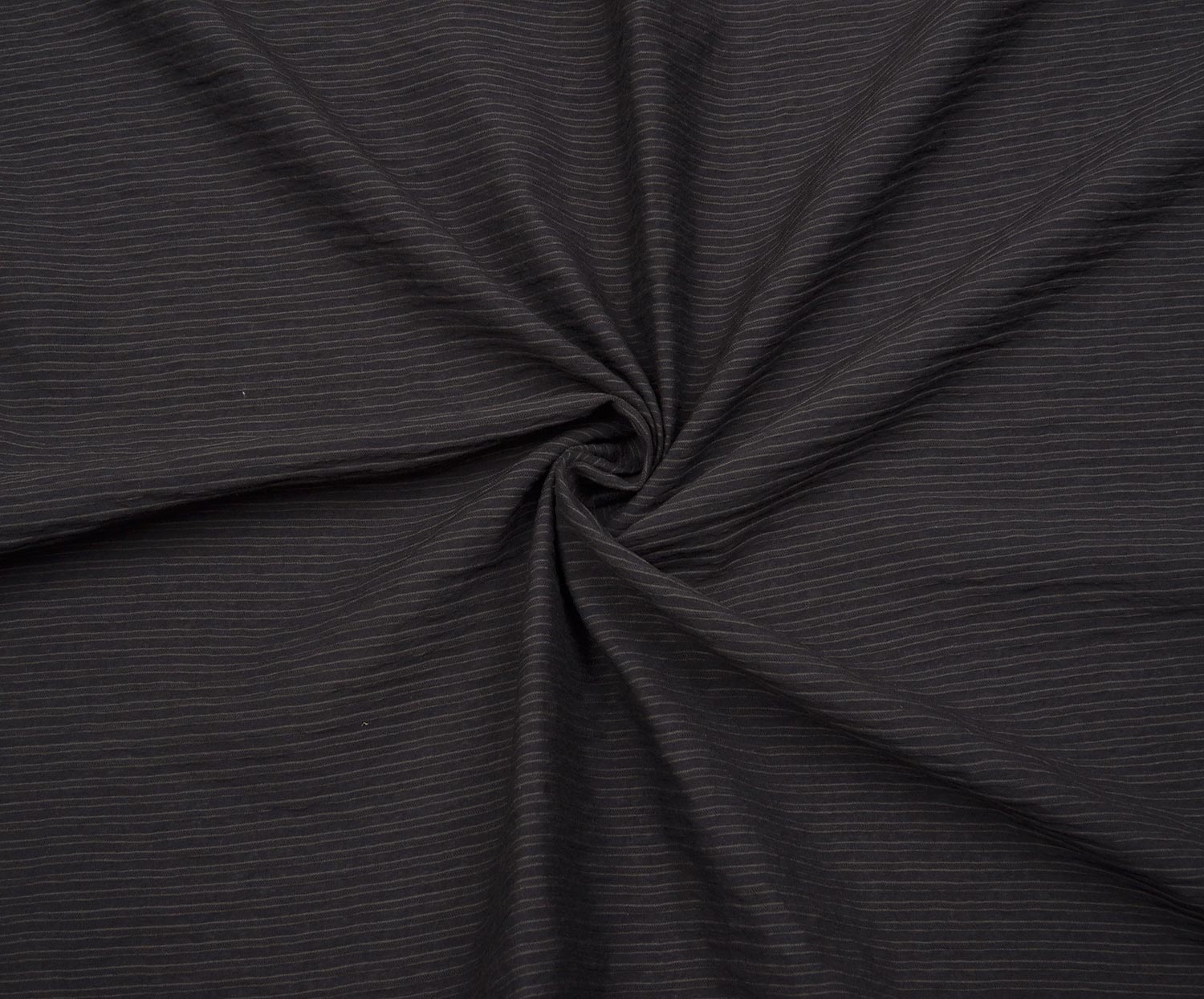 STRIPED COTTON VISCOSE FABRIC - BLACK