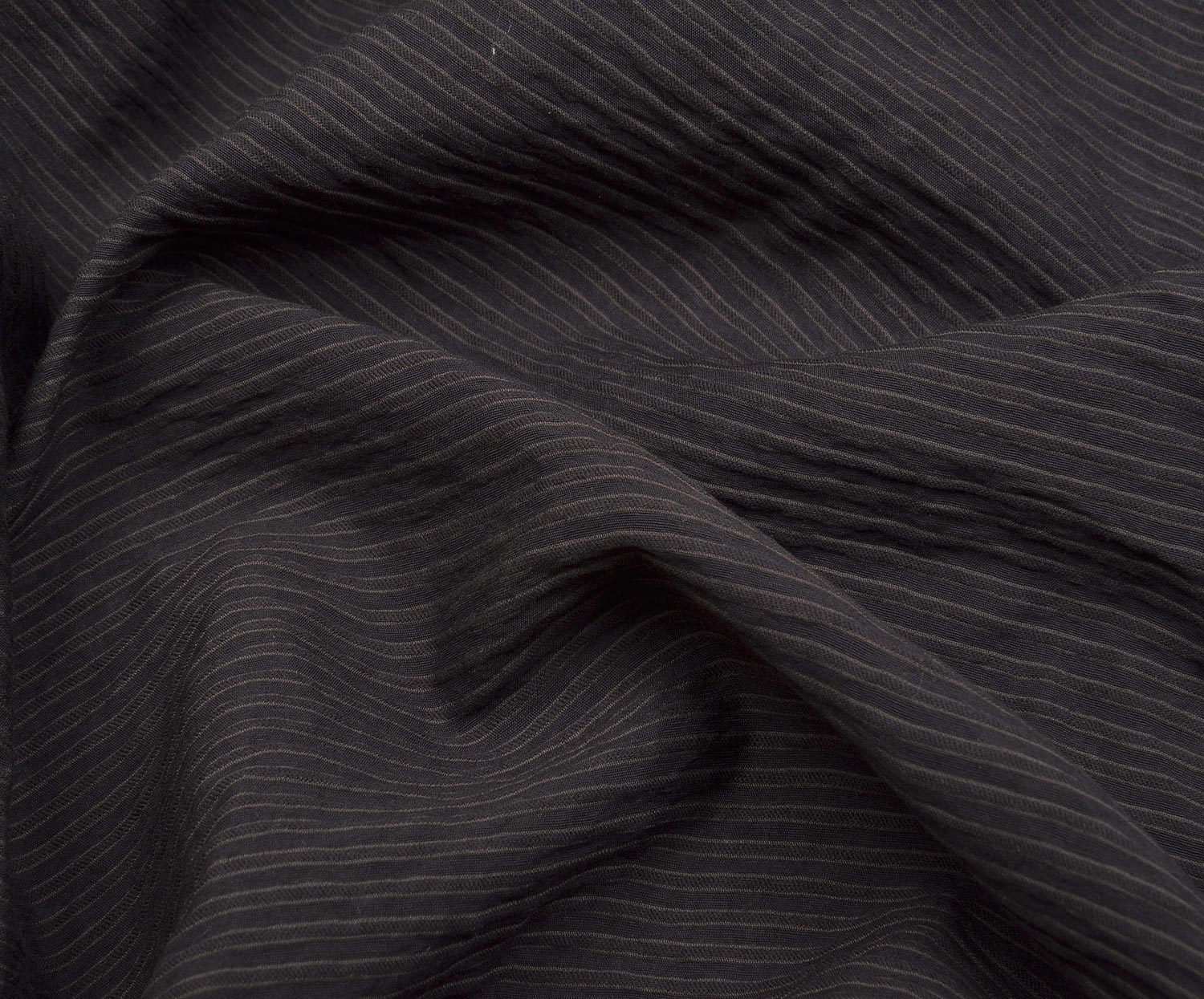 STRIPED COTTON VISCOSE FABRIC - BLACK