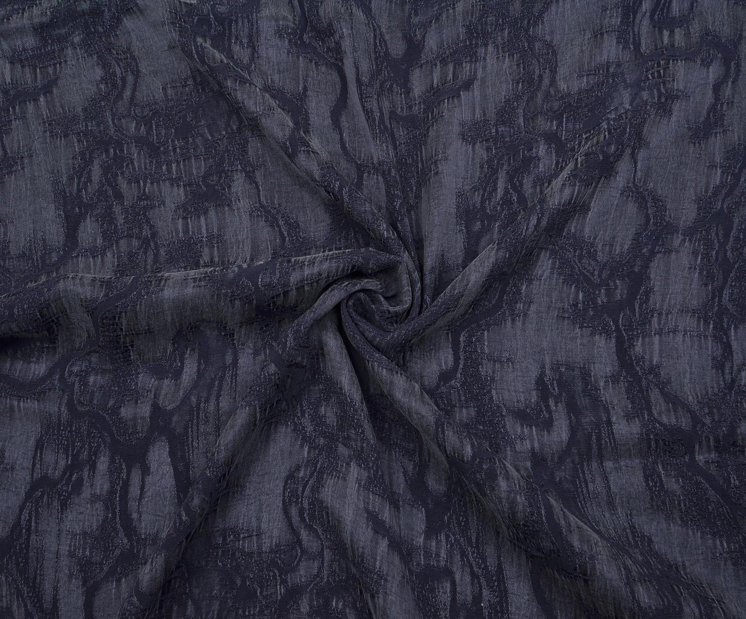 PATTERNED SILK CUPRA FABRIC - NAVY BLUE