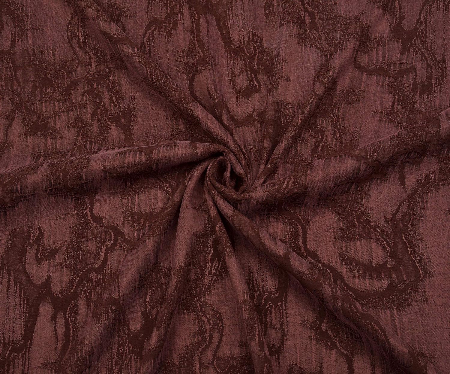 PATTERNED SILK KUPRA FABRIC - BURGUNDY