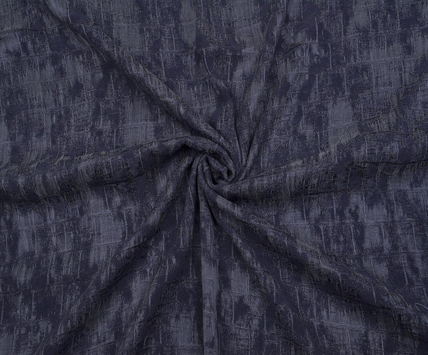PATTERNED SILK CUPRA FABRIC - NAVY BLUE