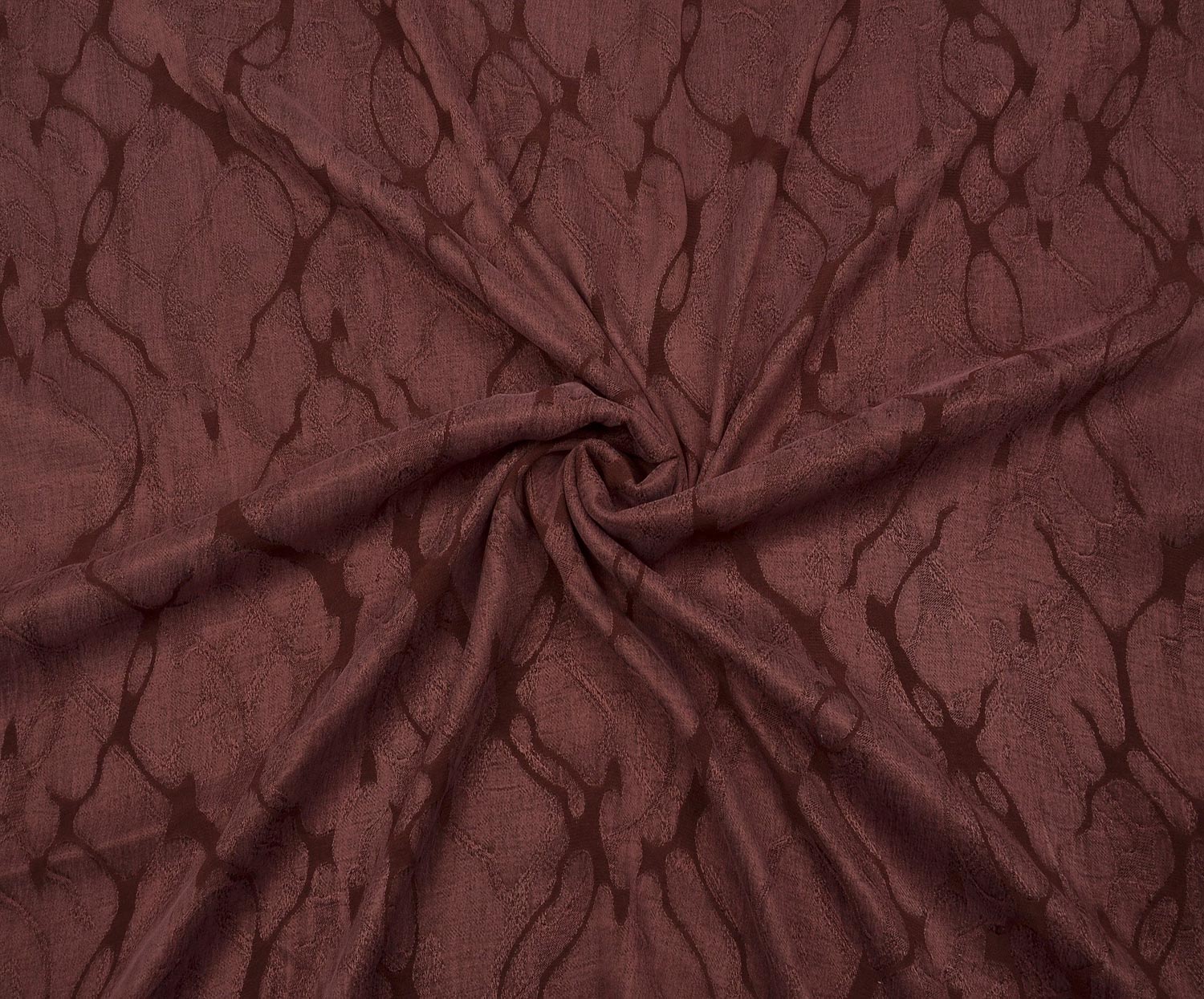 PATTERNED SILK KUPRA FABRIC - BURGUNDY