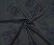 FLORAL PRINT SILK CUPRA FABRIC - PETROL