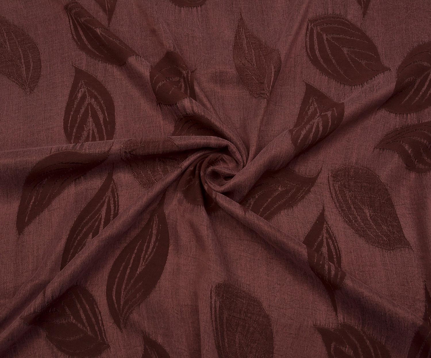 LEAF PATTERNED SILK CUPRA FABRIC - BURGUNDY