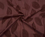 LEAF PATTERNED SILK CUPRA FABRIC - BURGUNDY