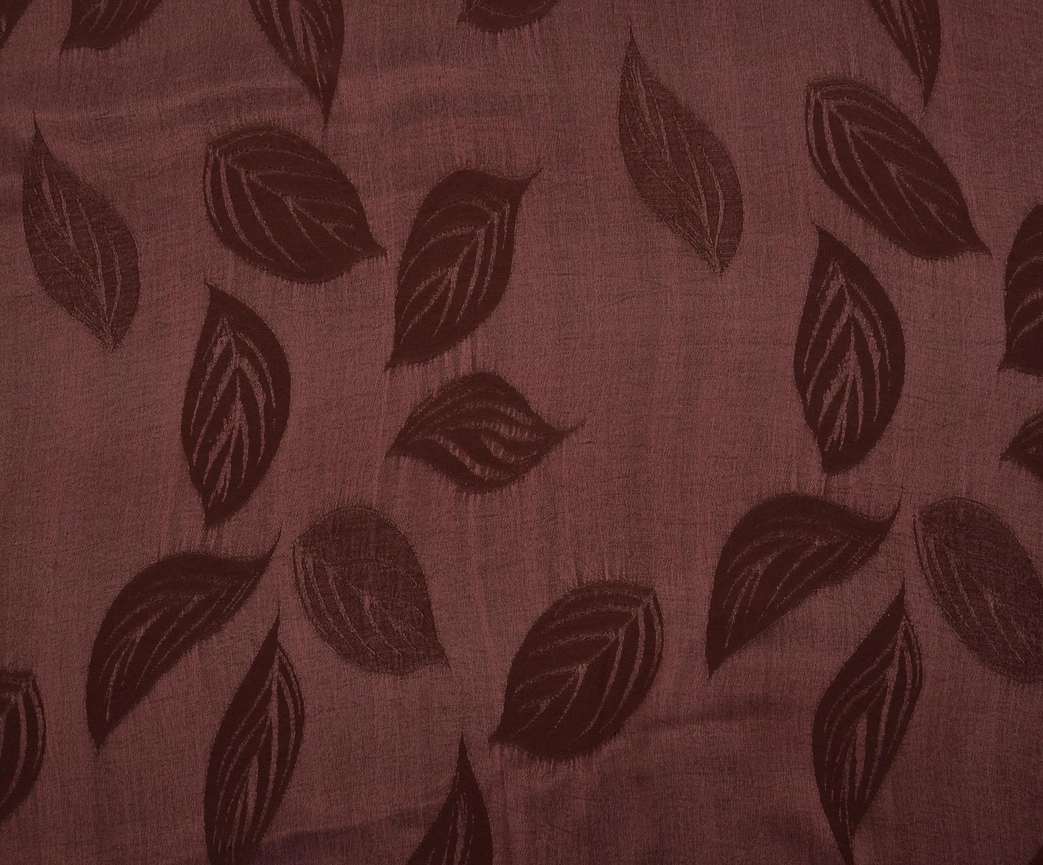 LEAF PATTERNED SILK CUPRA FABRIC - BURGUNDY