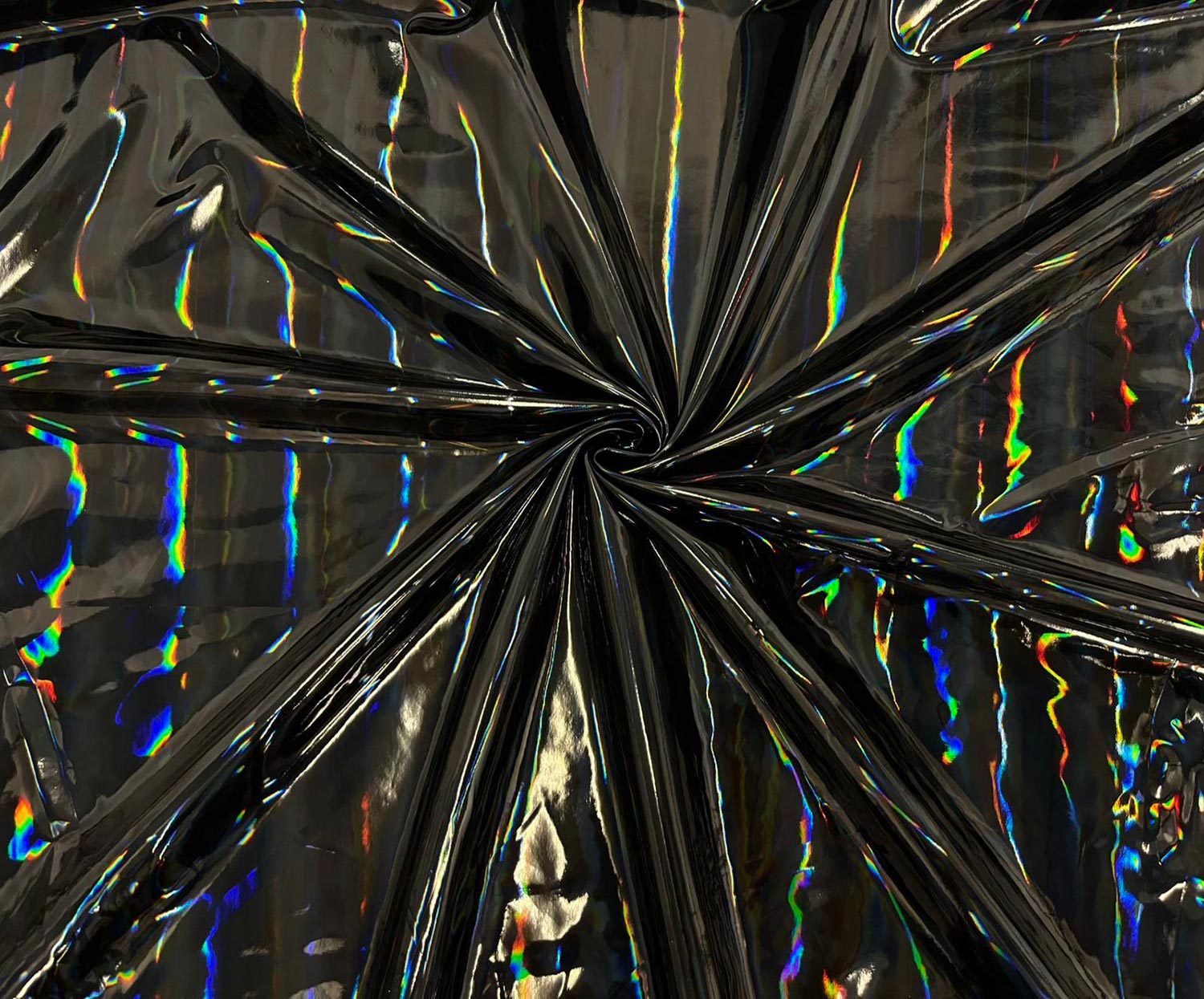 HOLOGRAM PATTERN LEATHER FABRIC - BLACK