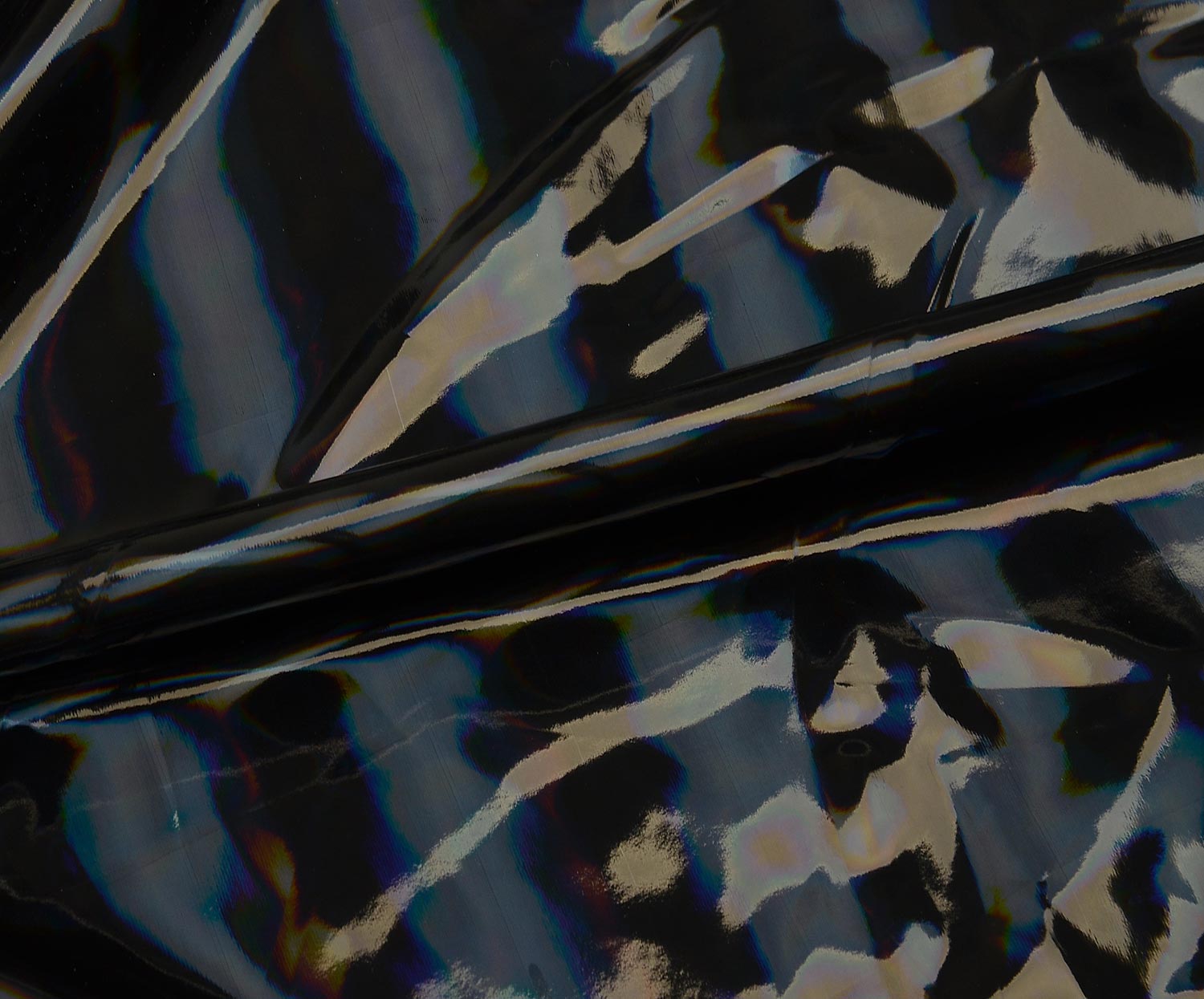HOLOGRAM PATTERN LEATHER FABRIC - BLACK