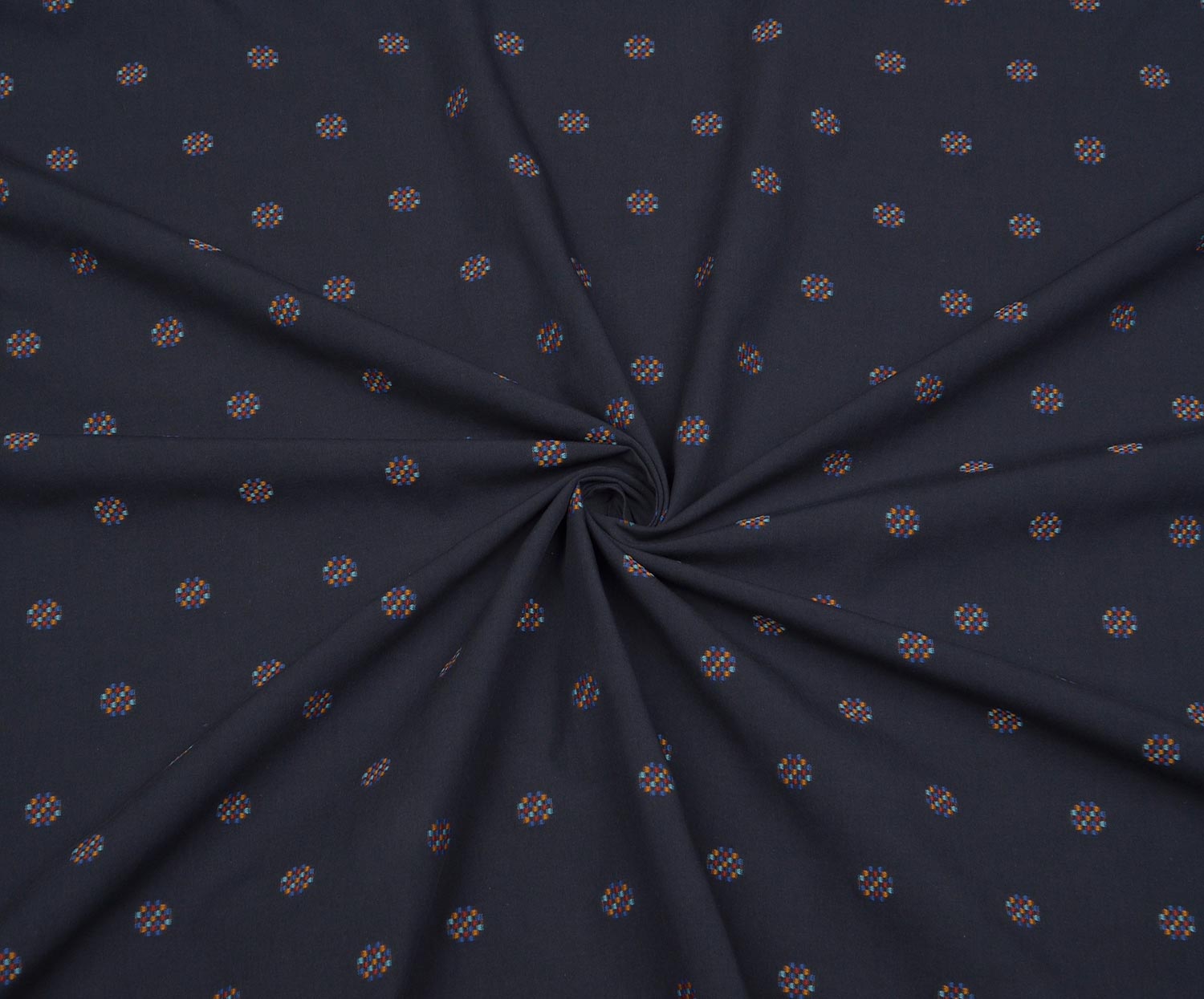 PRINTED COTTON FABRIC - NAVY