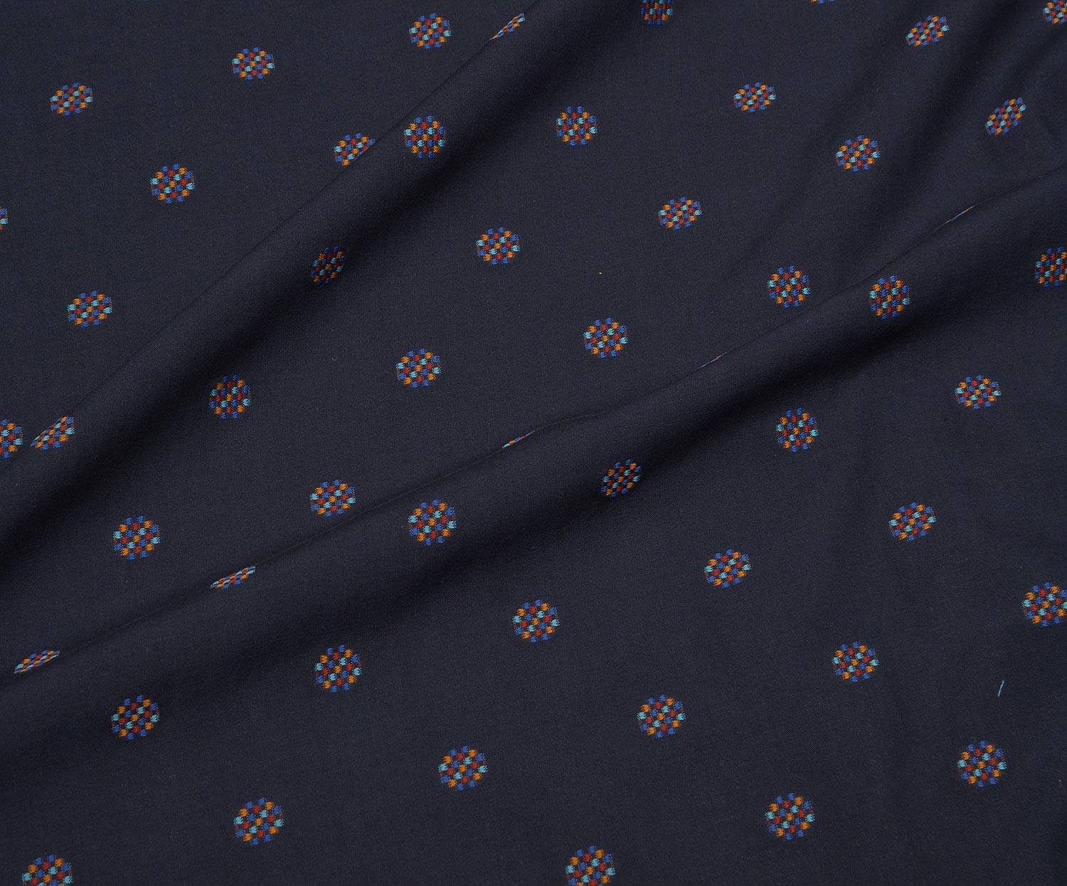 PRINTED COTTON FABRIC - NAVY