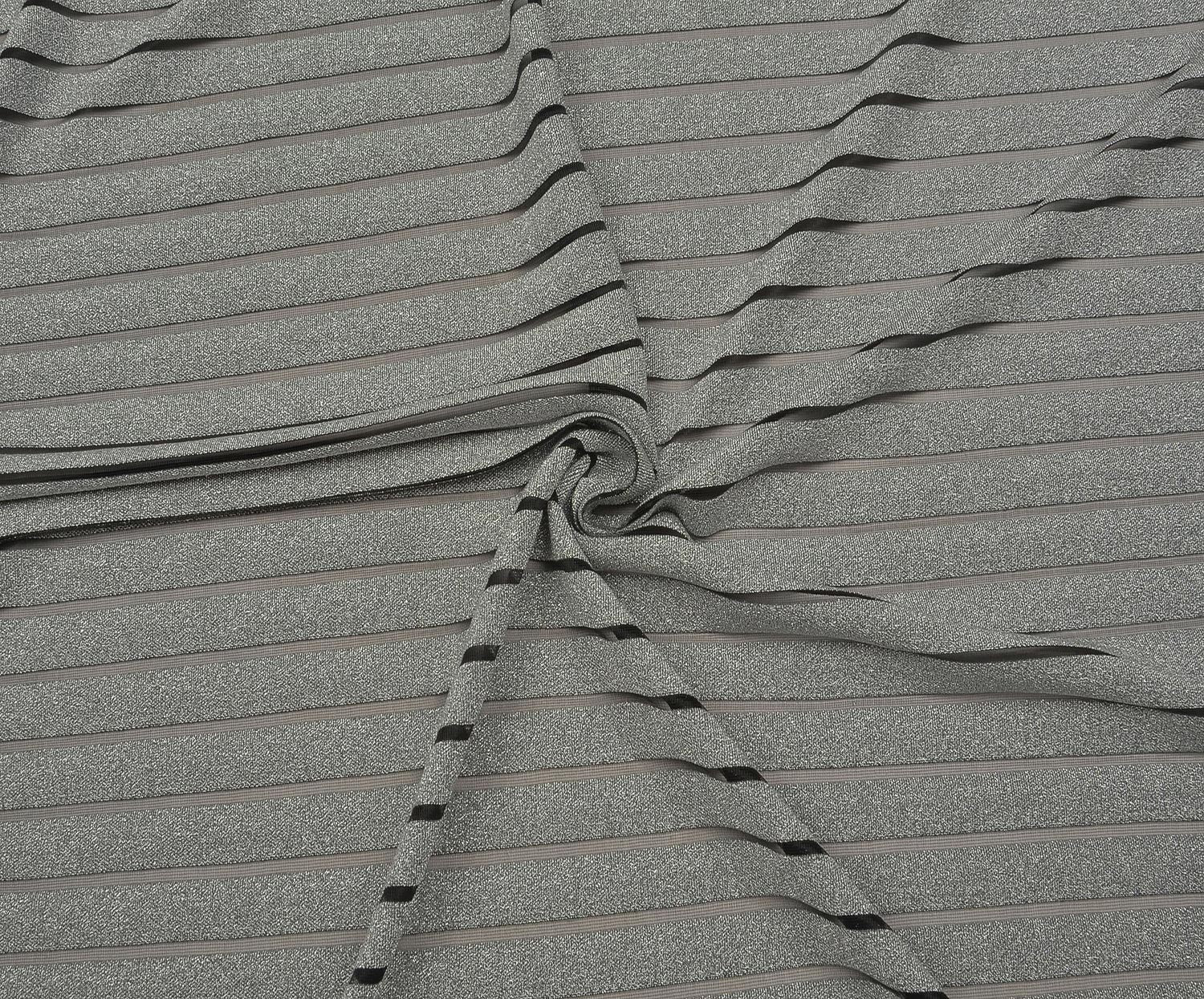 TRANSPARENT GLITTER KNITTED FABRIC - SILVER