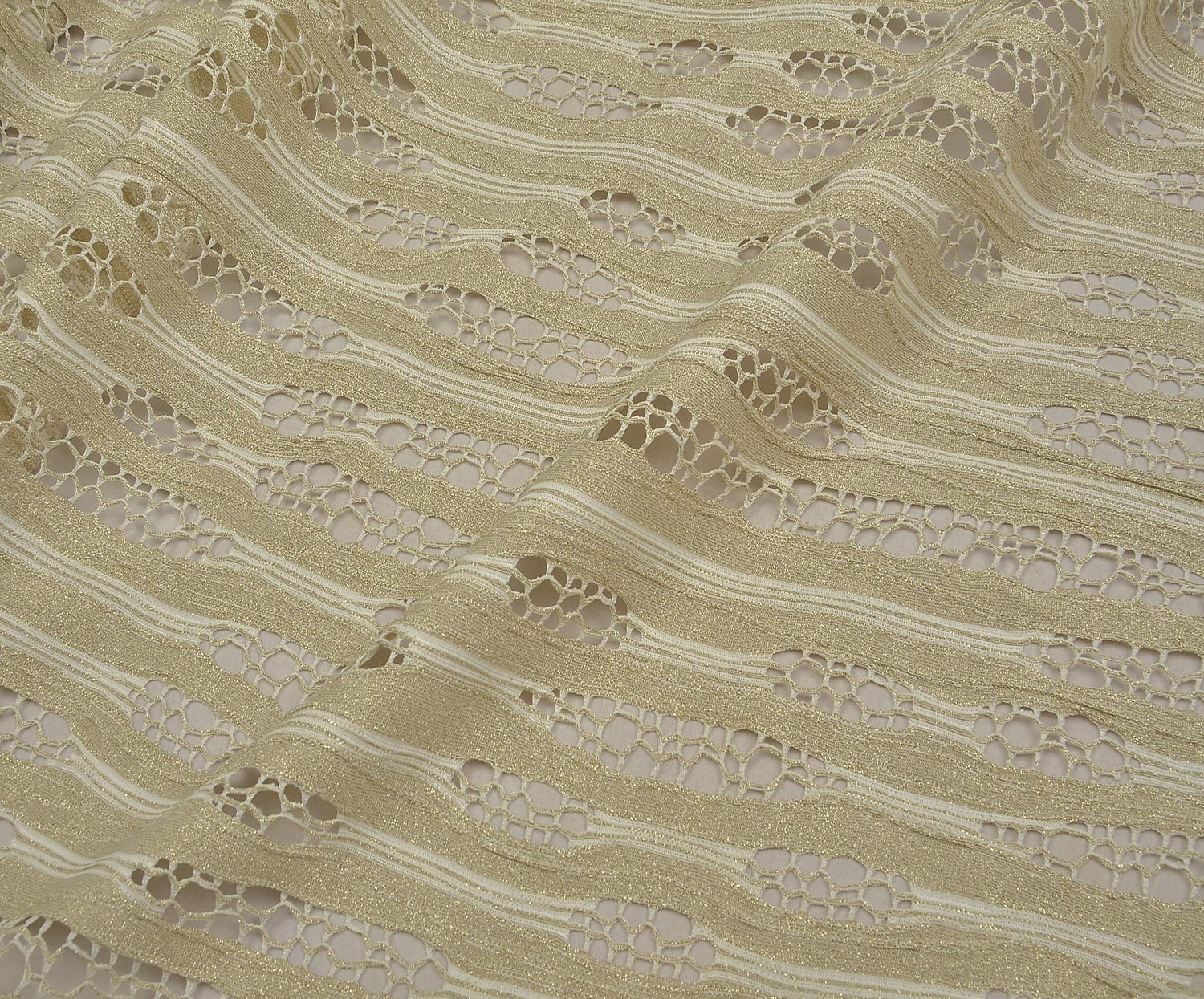 GLITTER KNITTED MESH FABRIC - BEIGE