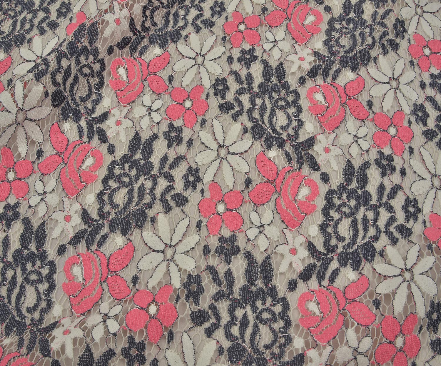 ÇİFT RENK KORDONE DANTEL KUMAŞ - PEMBE