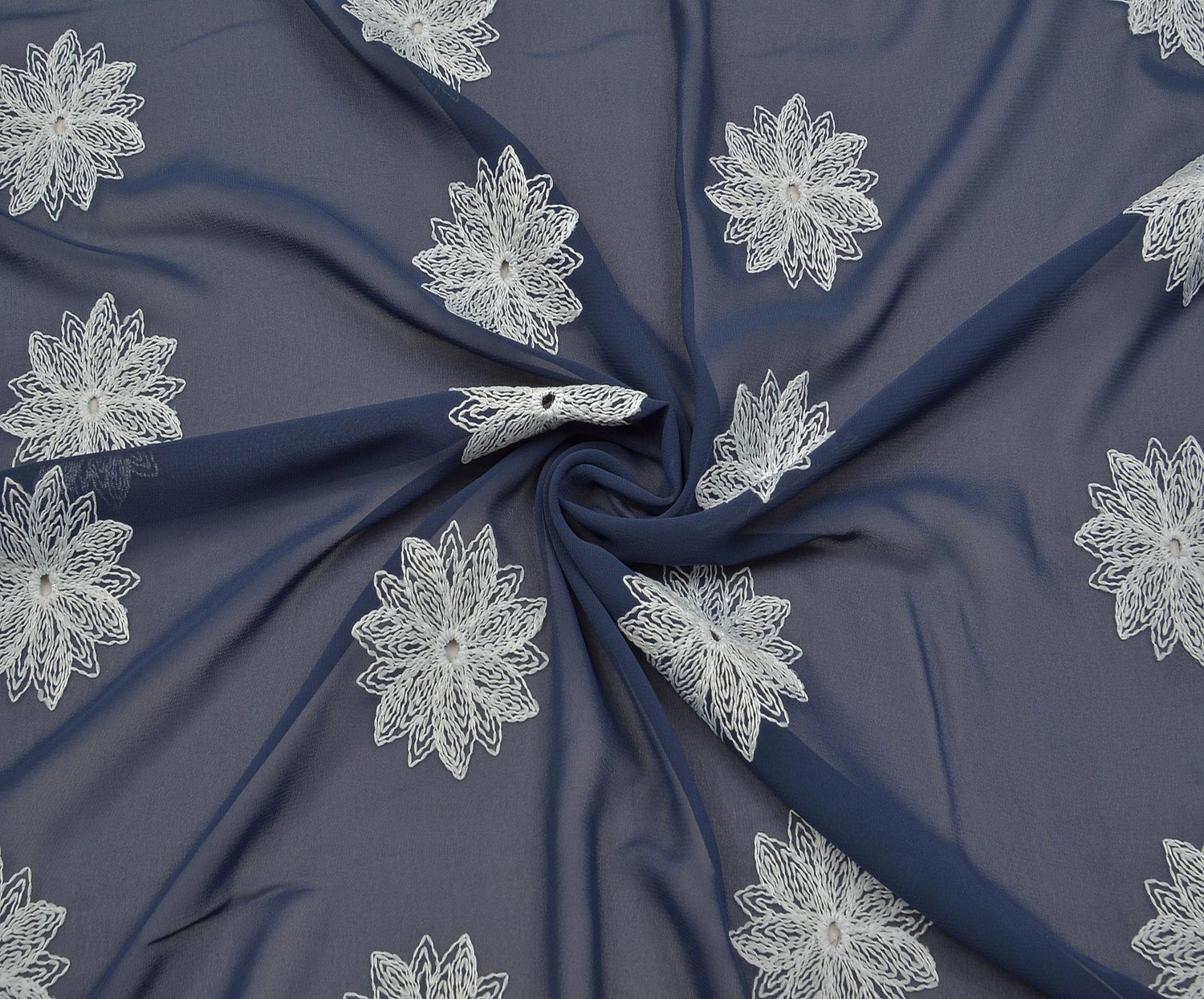 CHIFFON EMBROIDERY FABRIC - NAVY