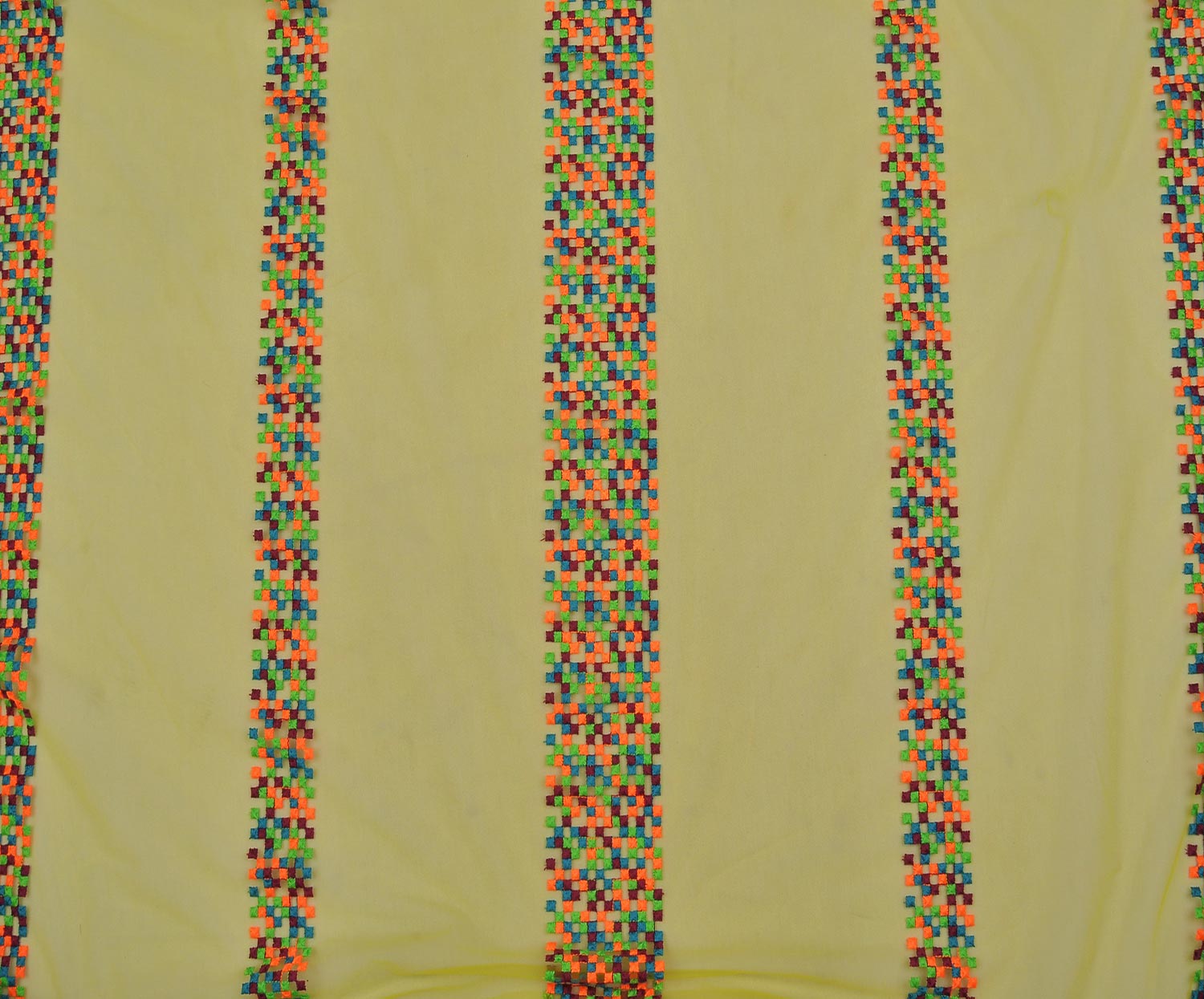 EMBROIDERED TULLE FABRIC - YELLOW