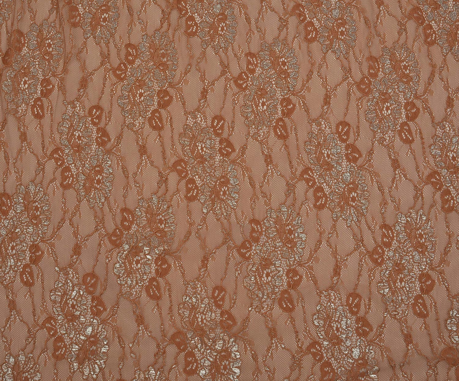 CORDED LACE FABRIC WITH GLITTER - CINNAMON